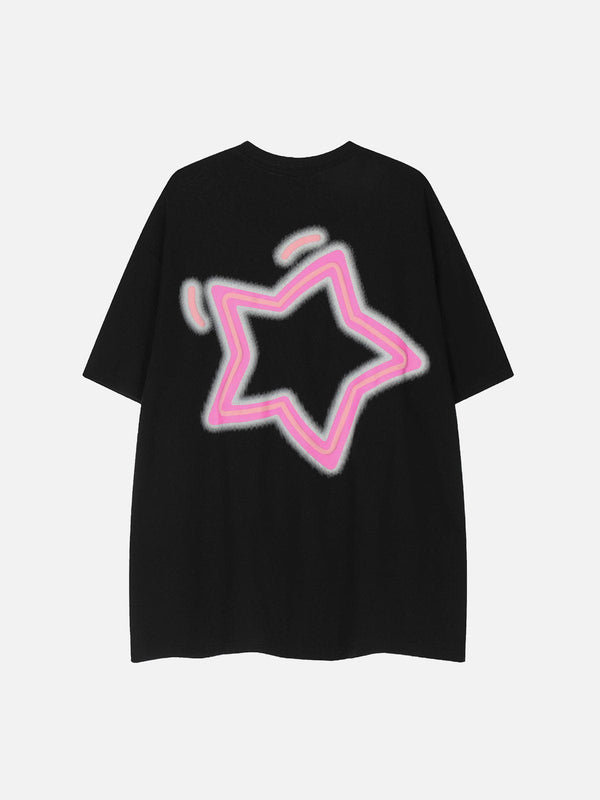 Majesda® - Star Print Tee- Outfit Ideas - Streetwear Fashion - majesda.com