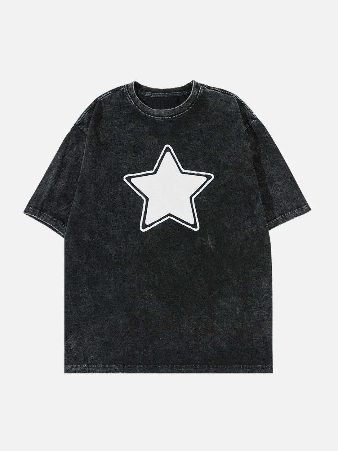 Majesda® - Star Print Washed Tee- Outfit Ideas - Streetwear Fashion - majesda.com