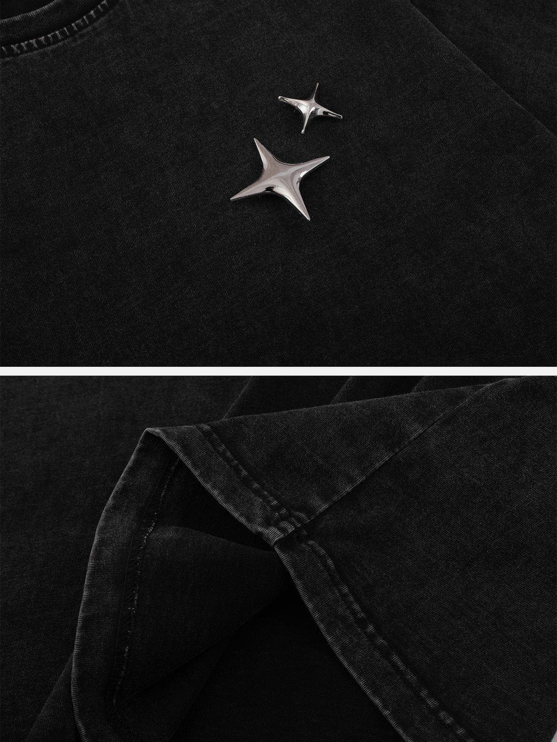 Majesda® - Star Print Washed Tee- Outfit Ideas - Streetwear Fashion - majesda.com