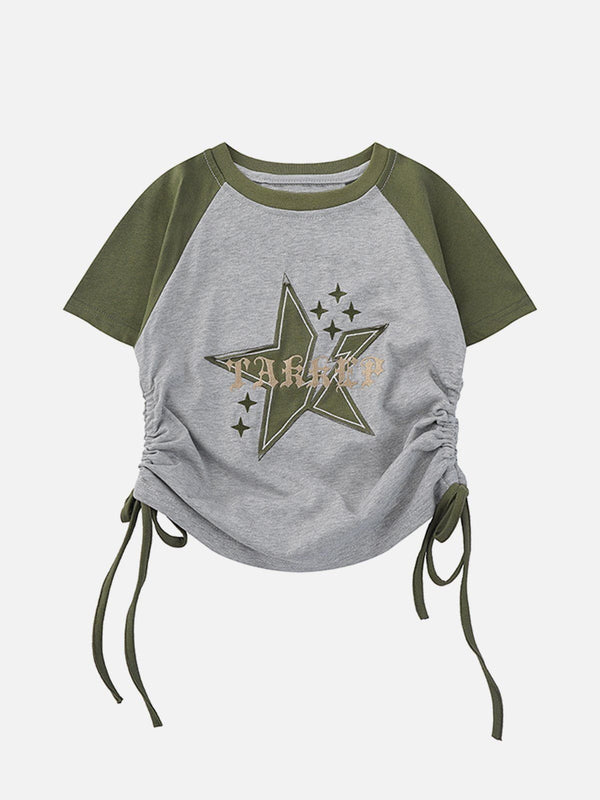 Majesda® - Star Printing Drawstring Tee- Outfit Ideas - Streetwear Fashion - majesda.com