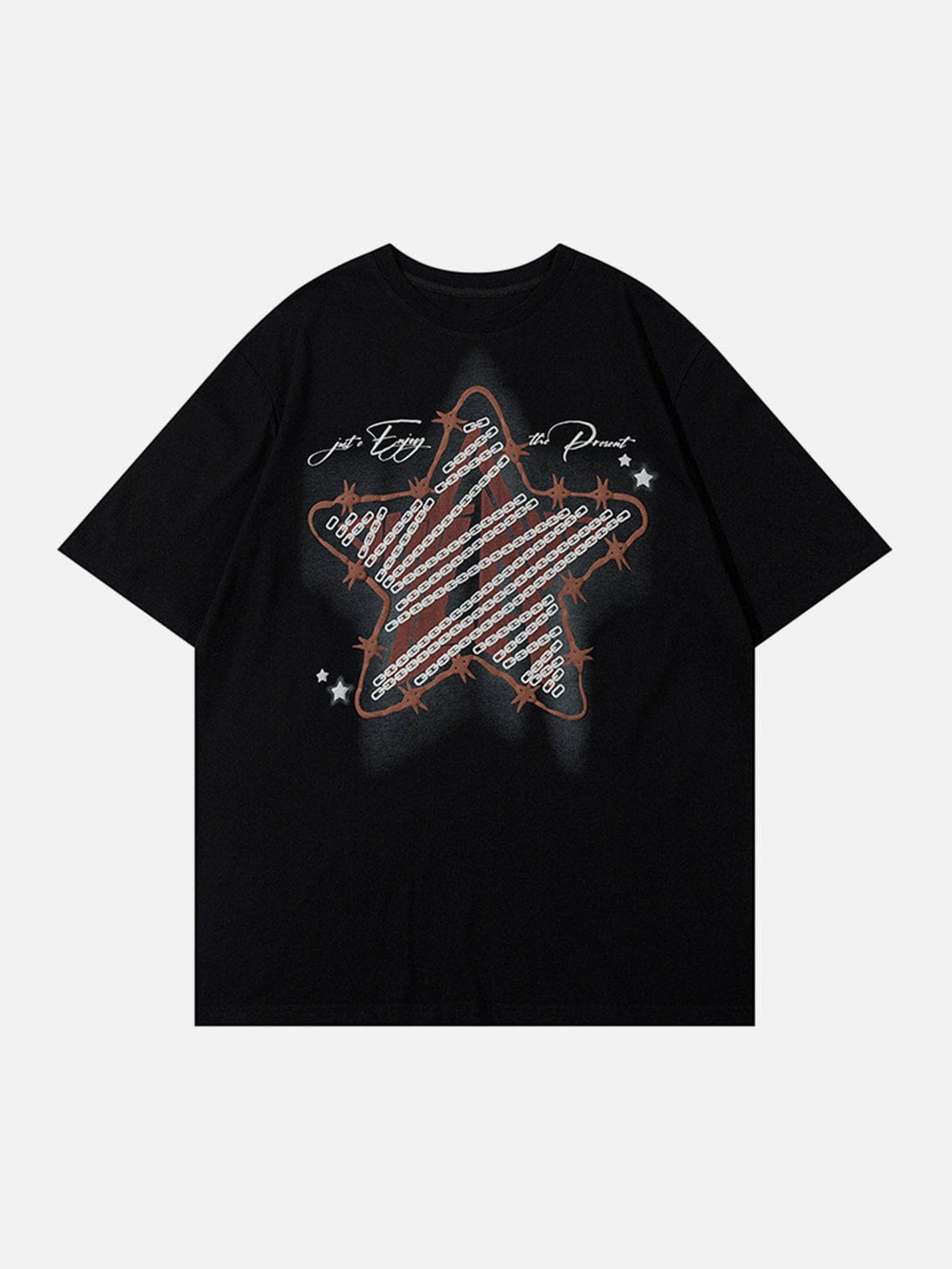 Majesda® - Star Shadow Chain Printing Tee- Outfit Ideas - Streetwear Fashion - majesda.com