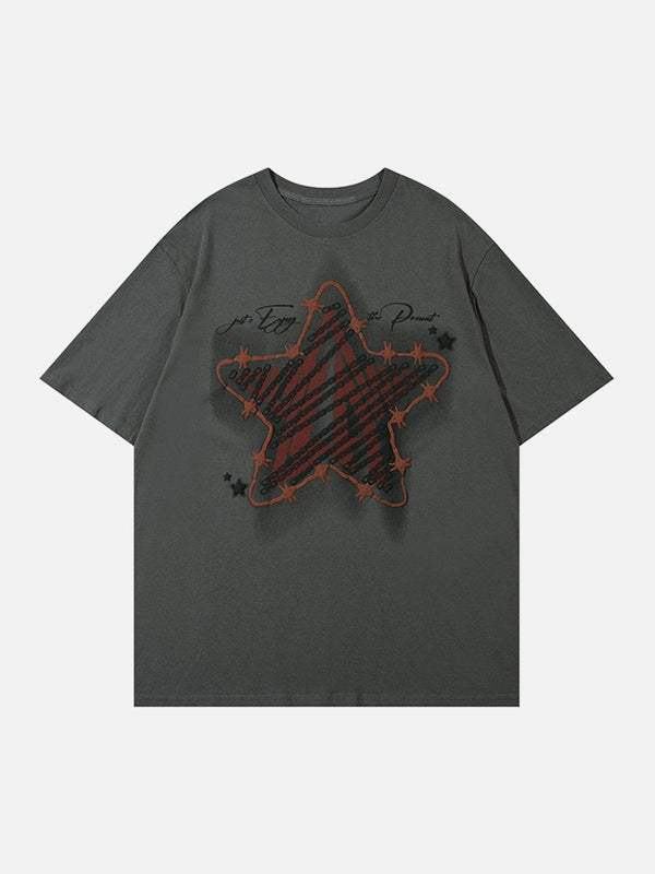 Majesda® - Star Shadow Chain Printing Tee- Outfit Ideas - Streetwear Fashion - majesda.com