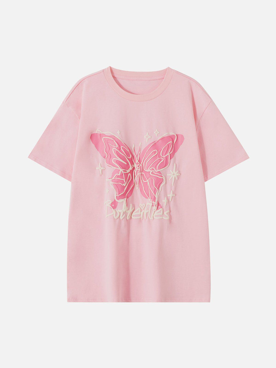 Majesda® - Stereoscopic Butterfly Print Tee- Outfit Ideas - Streetwear Fashion - majesda.com