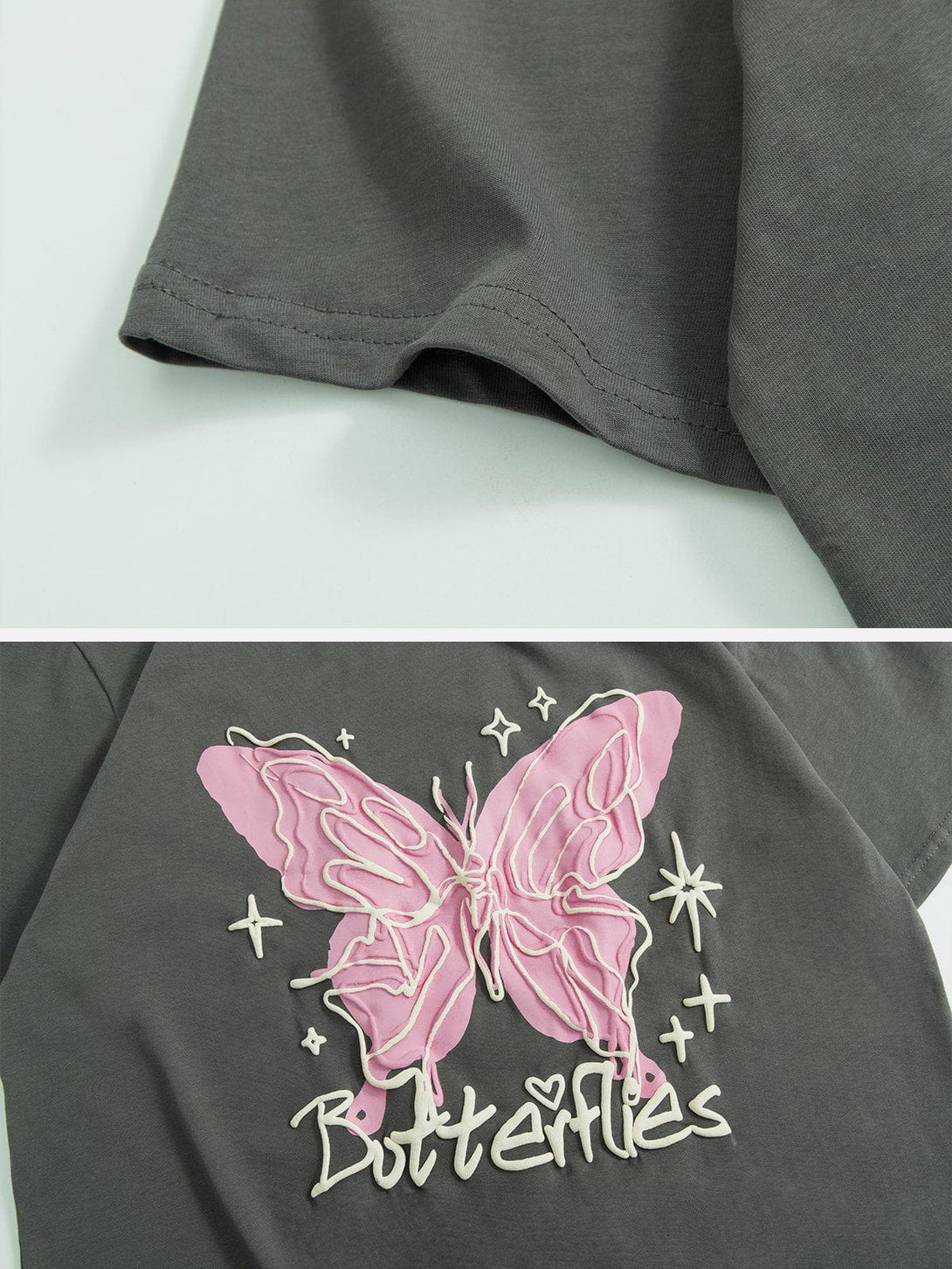 Majesda® - Stereoscopic Butterfly Print Tee- Outfit Ideas - Streetwear Fashion - majesda.com