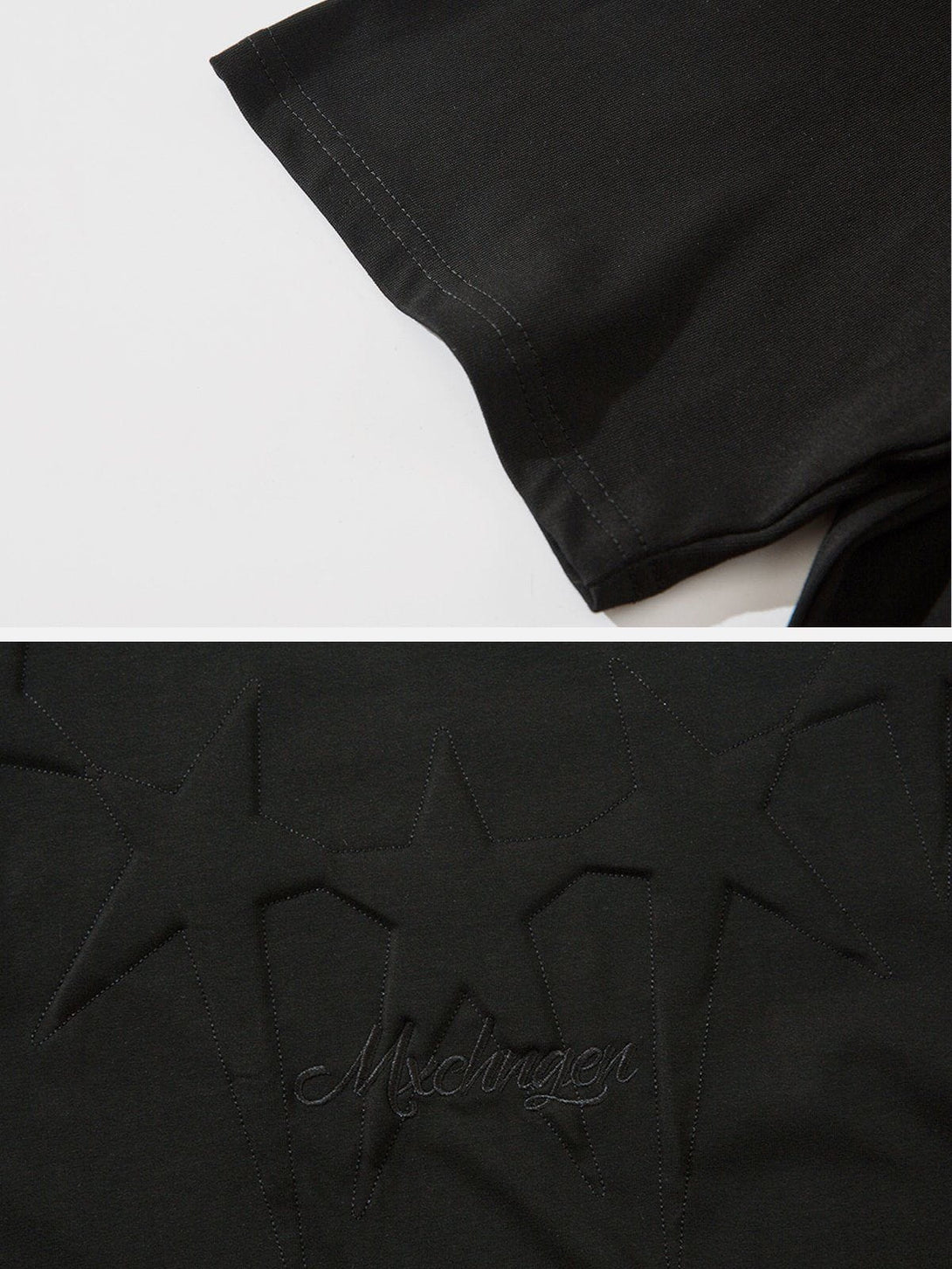 Majesda® - Stick Sponge Embroidered Stars Print Tee- Outfit Ideas - Streetwear Fashion - majesda.com