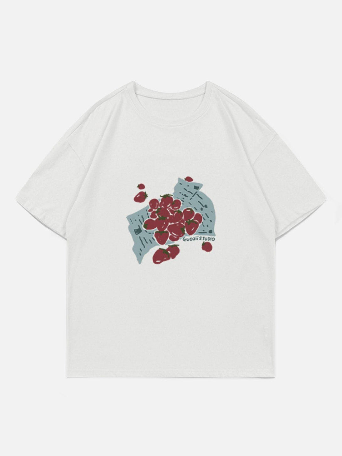 Majesda® - Strawberries Print Tee- Outfit Ideas - Streetwear Fashion - majesda.com