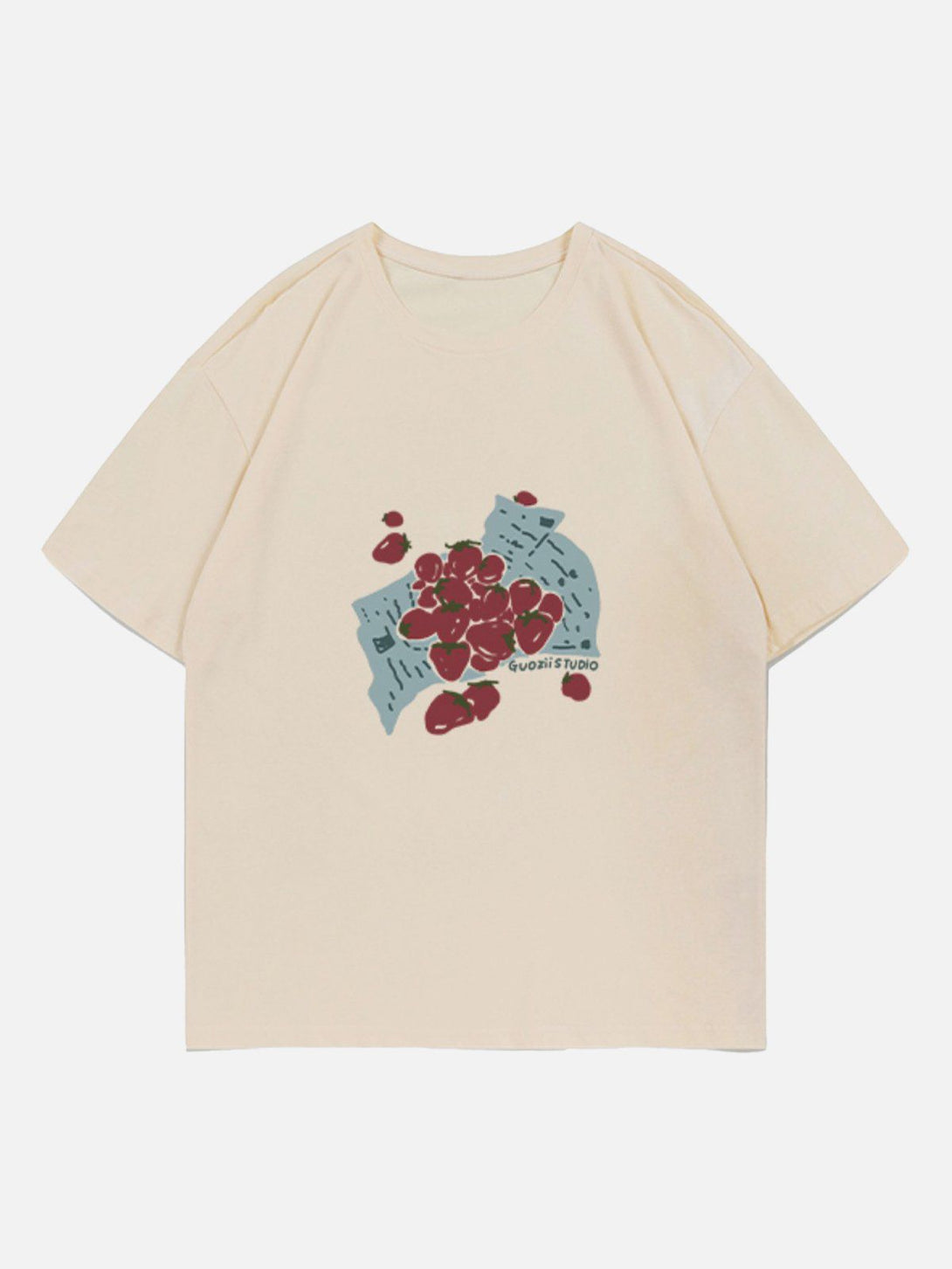 Majesda® - Strawberries Print Tee- Outfit Ideas - Streetwear Fashion - majesda.com