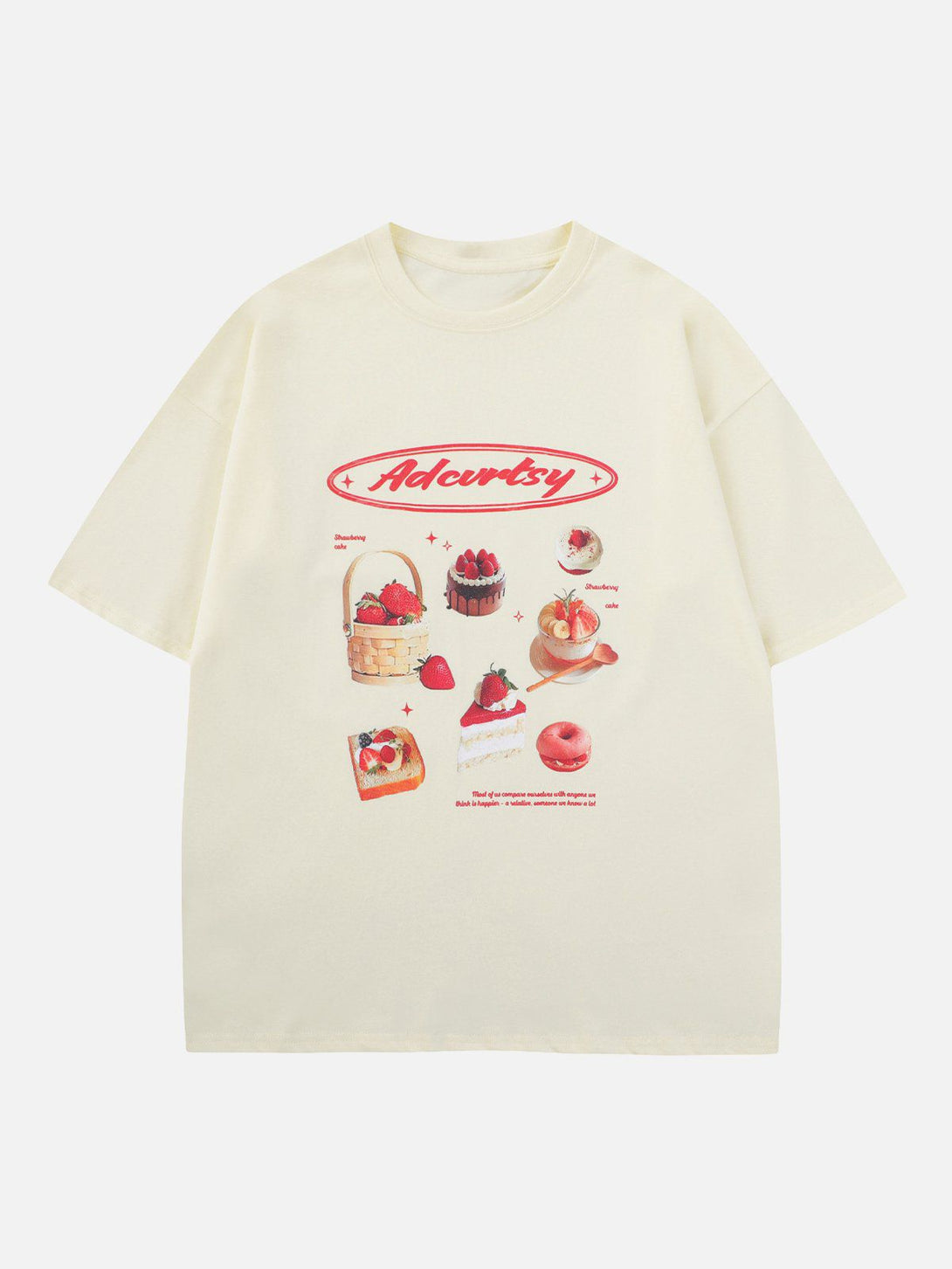 Majesda® - Strawberry Cake Print Tee- Outfit Ideas - Streetwear Fashion - majesda.com