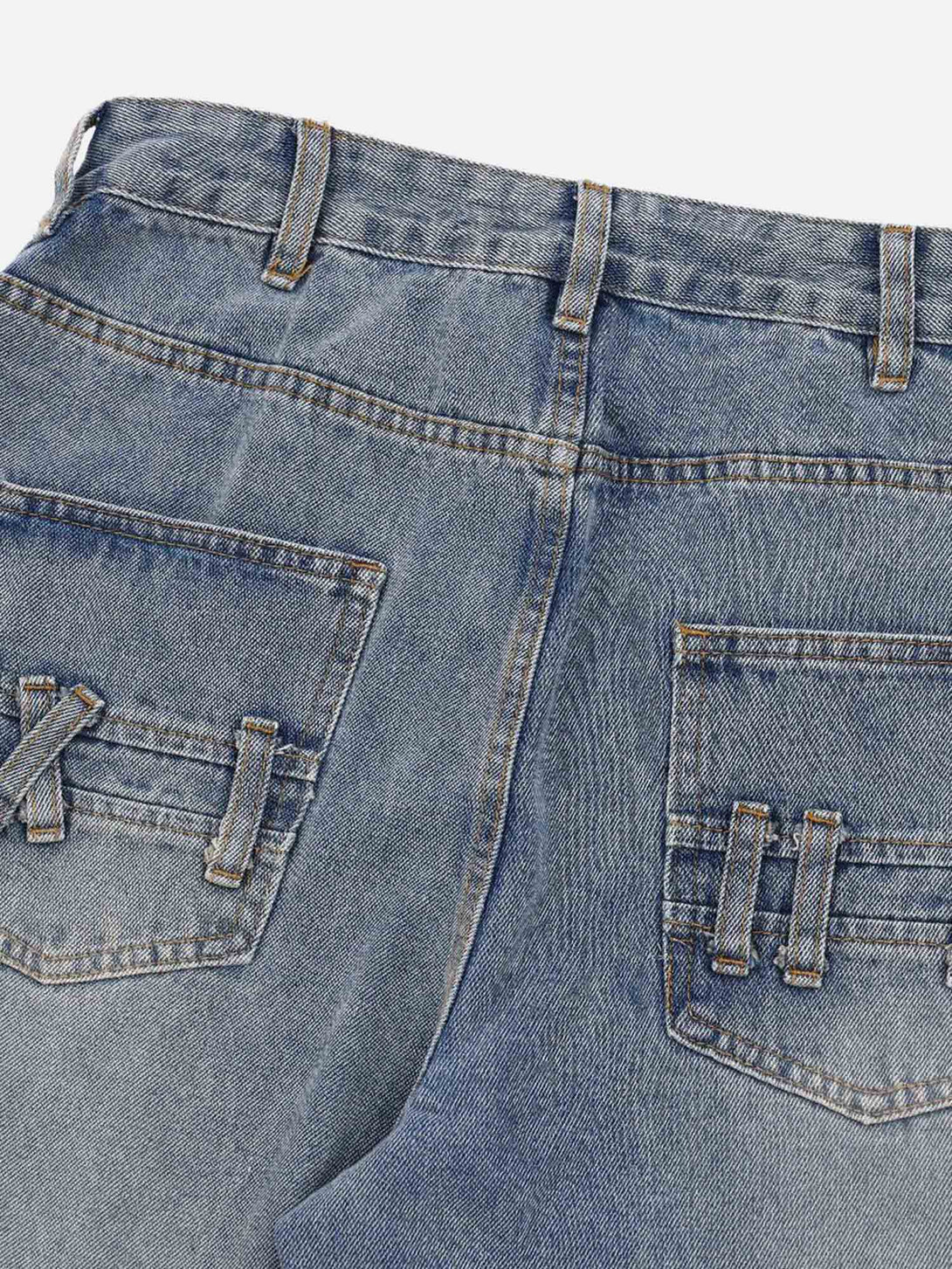 Majesda® - Street Fashion Creative Trouser Loop Design Washed Jeans- Outfit Ideas - Streetwear Fashion - majesda.com