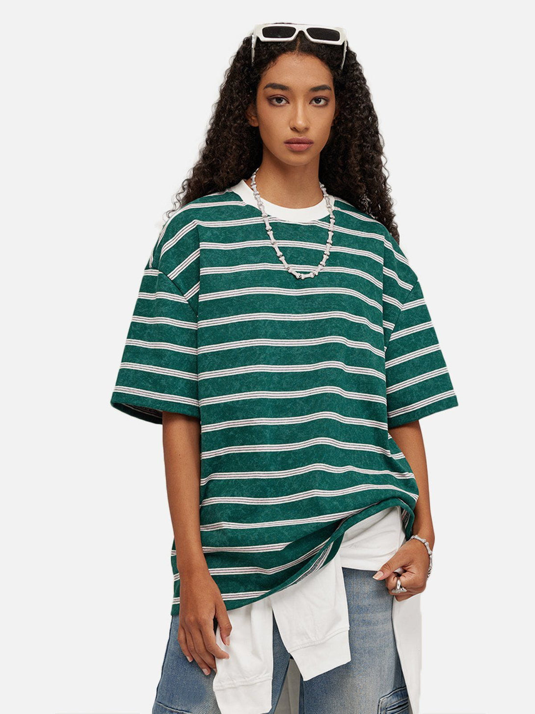 Majesda® - Stripe Colors Clash Tee- Outfit Ideas - Streetwear Fashion - majesda.com