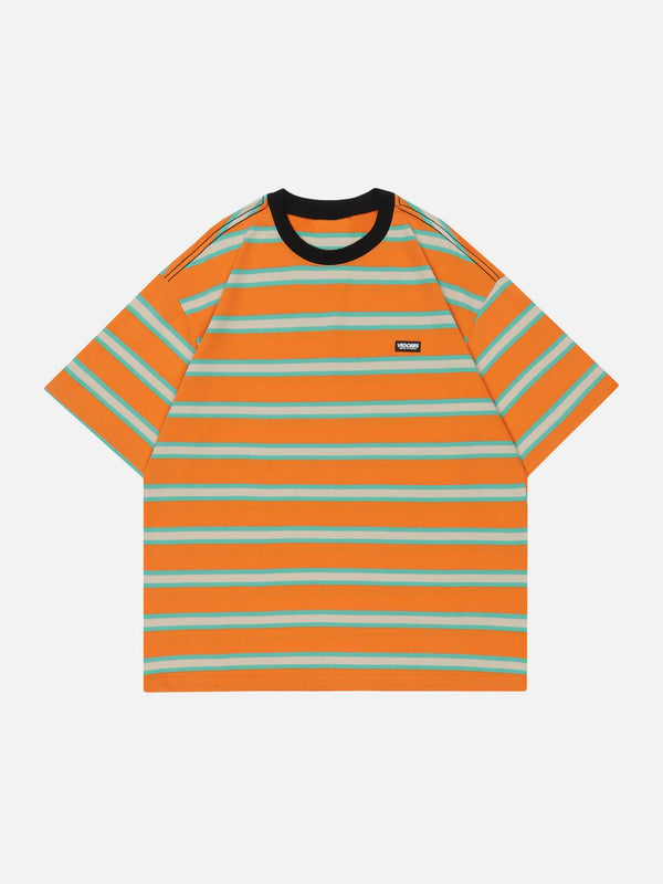 Majesda® - Striped Clashing Colours Tee- Outfit Ideas - Streetwear Fashion - majesda.com