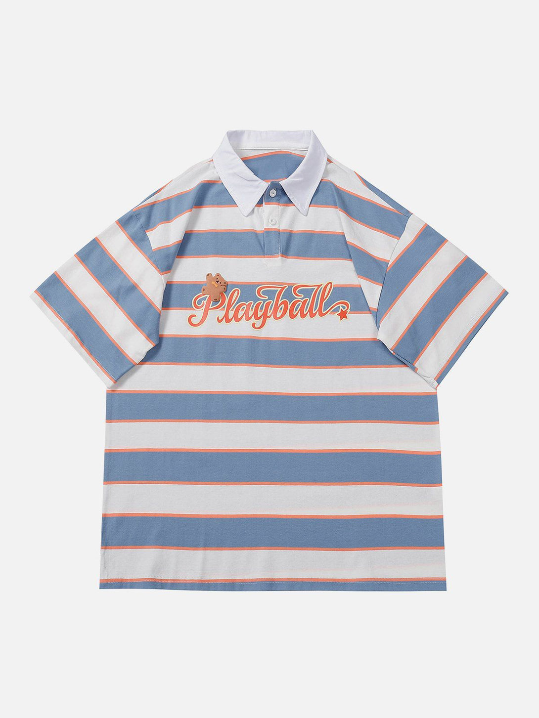 Majesda® - Striped Foam Printed Polo Tee- Outfit Ideas - Streetwear Fashion - majesda.com