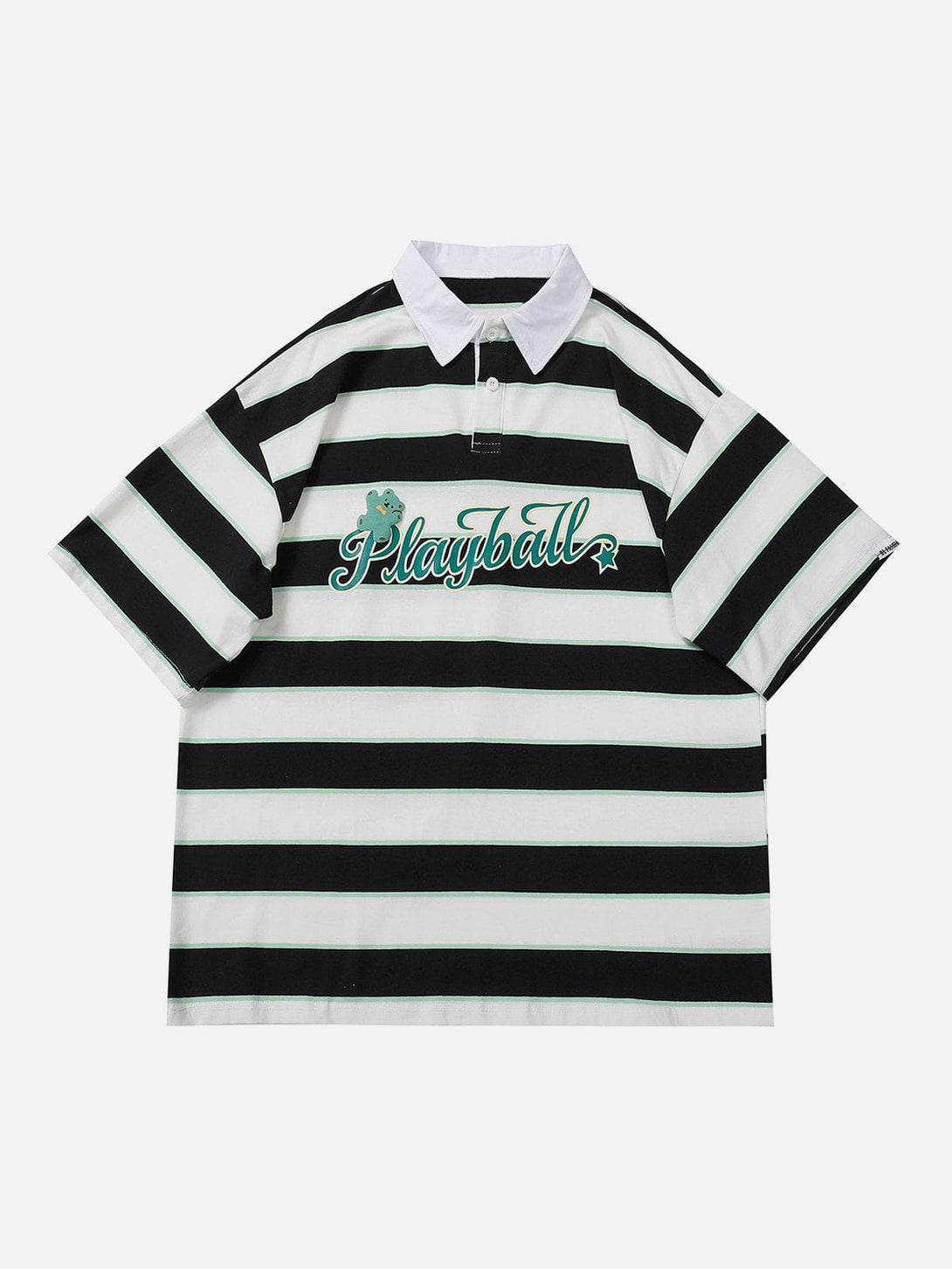 Majesda® - Striped Foam Printed Polo Tee- Outfit Ideas - Streetwear Fashion - majesda.com