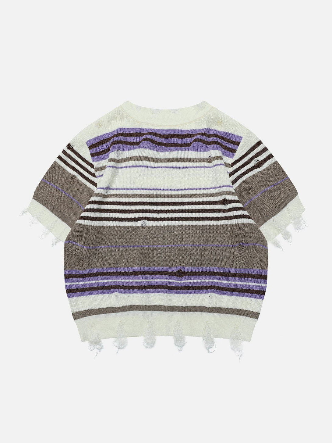 Majesda® - Striped Raw Edge Knit Tee- Outfit Ideas - Streetwear Fashion - majesda.com