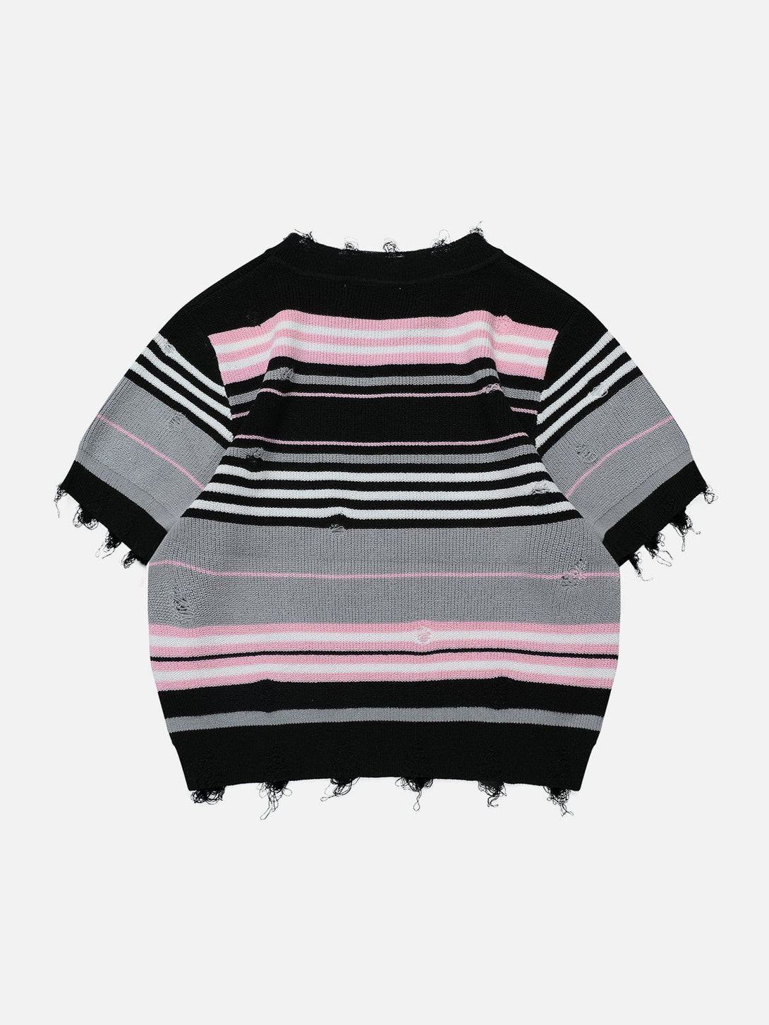 Majesda® - Striped Raw Edge Knit Tee- Outfit Ideas - Streetwear Fashion - majesda.com