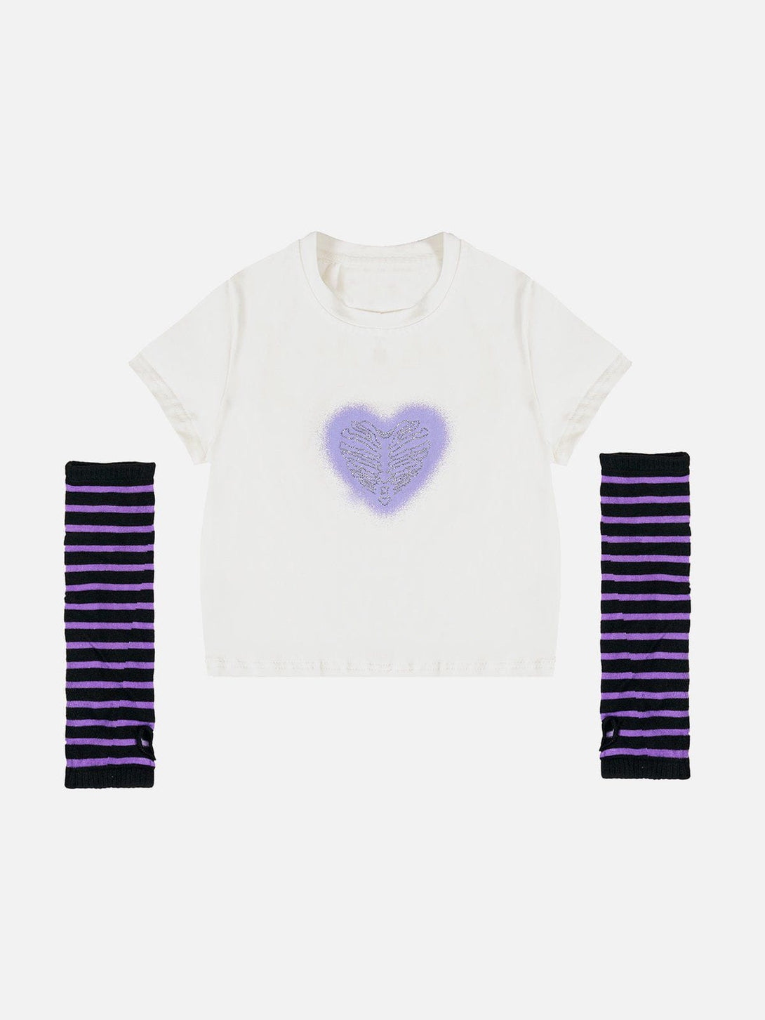 Majesda® - Stripes Heart Print Tee- Outfit Ideas - Streetwear Fashion - majesda.com