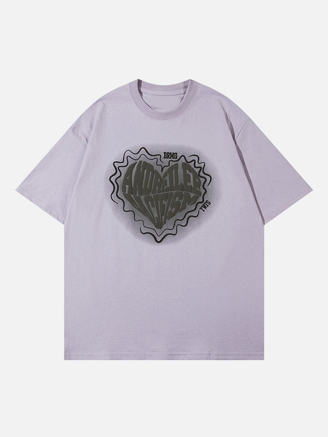 Majesda® - Suede Foam Heart Print Tee- Outfit Ideas - Streetwear Fashion - majesda.com