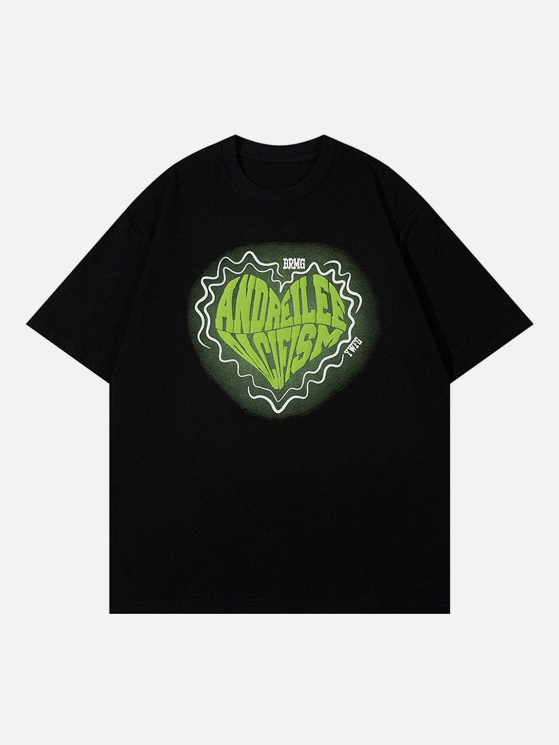 Majesda® - Suede Foam Heart Print Tee- Outfit Ideas - Streetwear Fashion - majesda.com