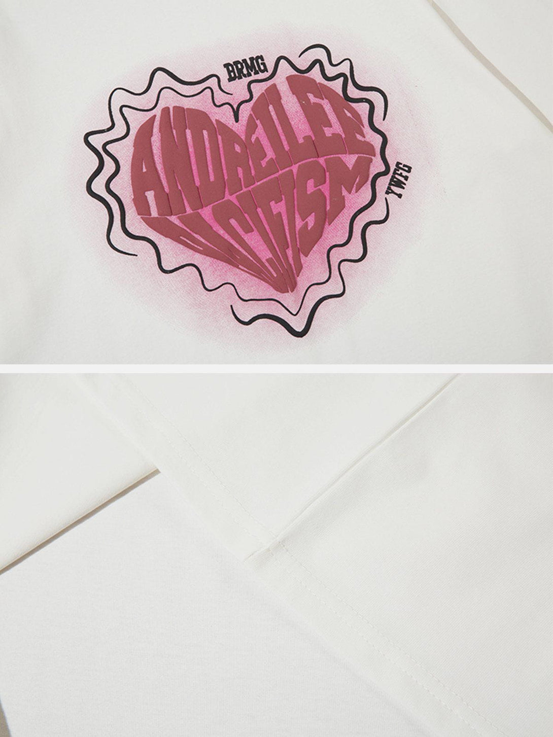 Majesda® - Suede Foam Heart Print Tee- Outfit Ideas - Streetwear Fashion - majesda.com