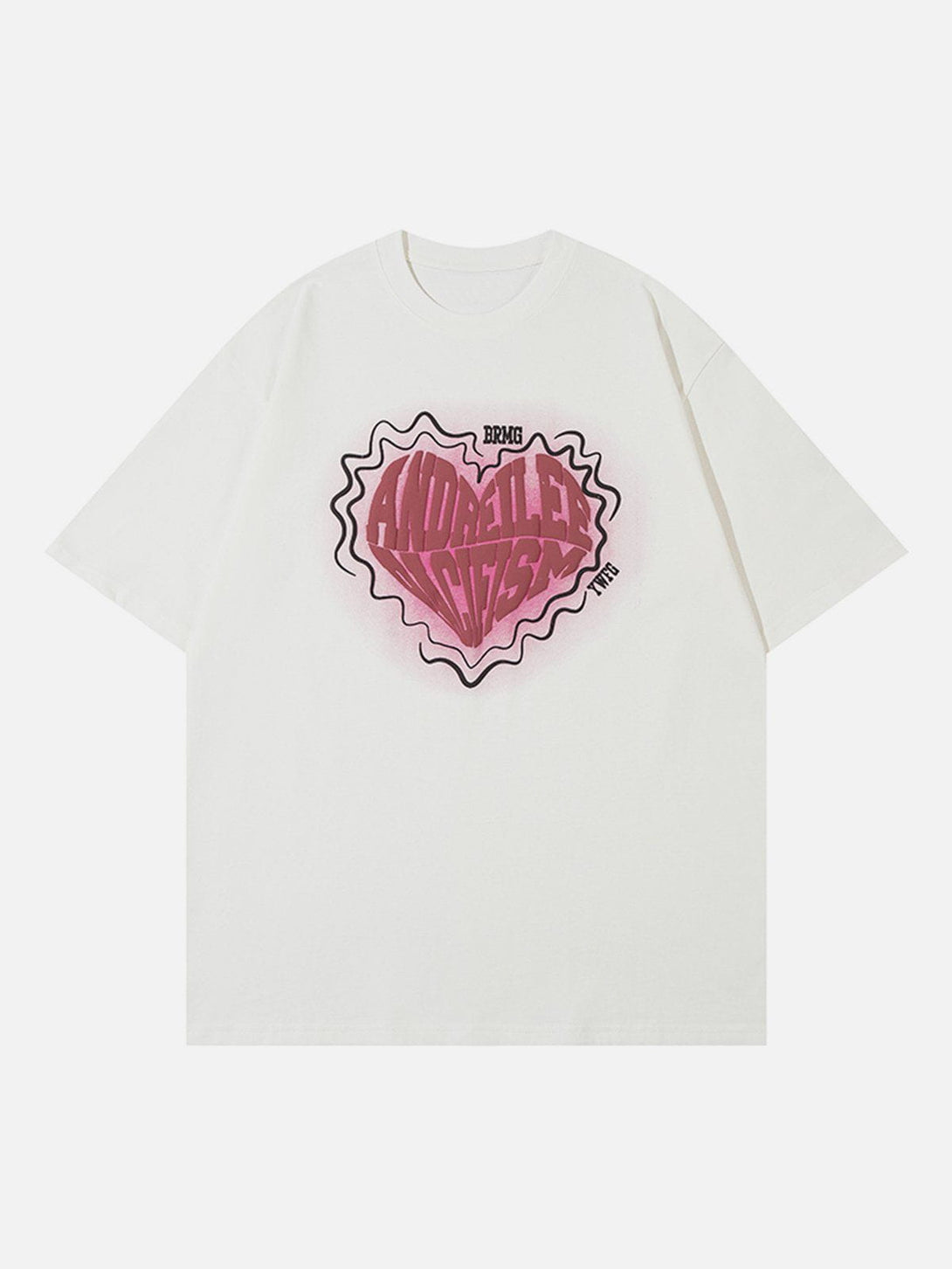 Majesda® - Suede Foam Heart Print Tee- Outfit Ideas - Streetwear Fashion - majesda.com