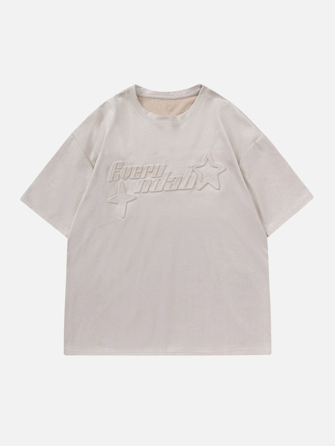 Majesda® - Suede Star Embossed Tee- Outfit Ideas - Streetwear Fashion - majesda.com