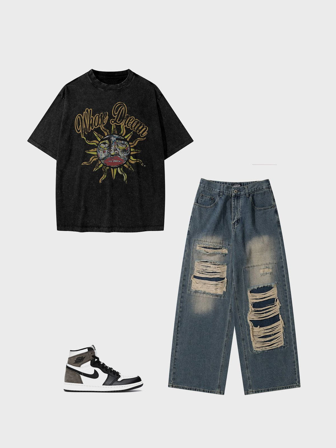 Majesda® - Sun Doodle Print Tee- Outfit Ideas - Streetwear Fashion - majesda.com