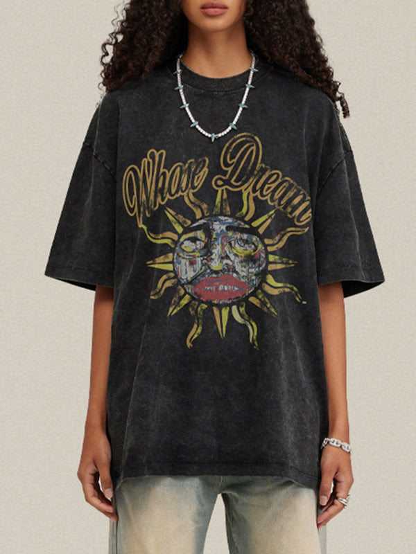 Majesda® - Sun Doodle Print Tee- Outfit Ideas - Streetwear Fashion - majesda.com