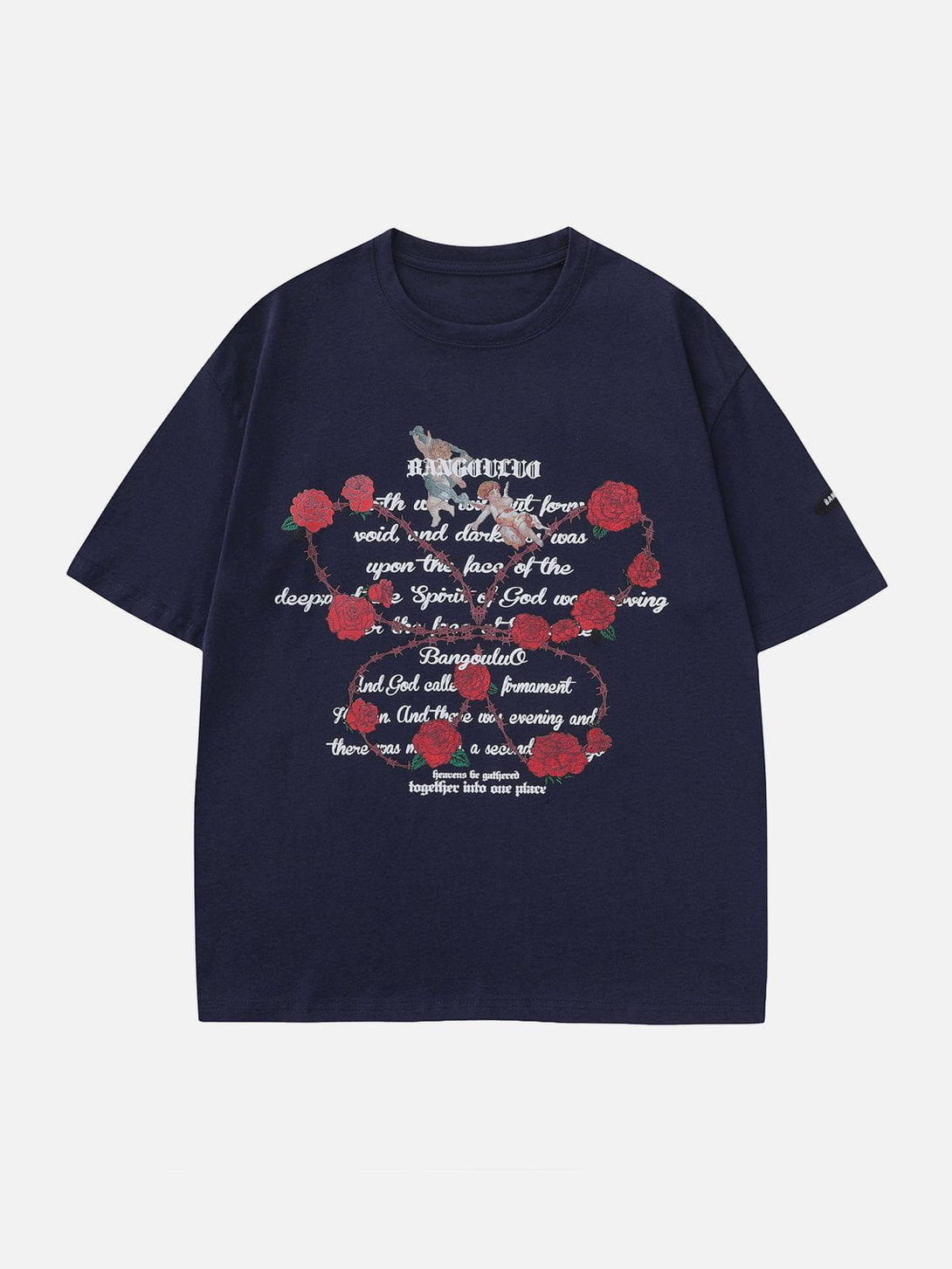 Majesda® - Thorn Rose Letter Print Tee- Outfit Ideas - Streetwear Fashion - majesda.com