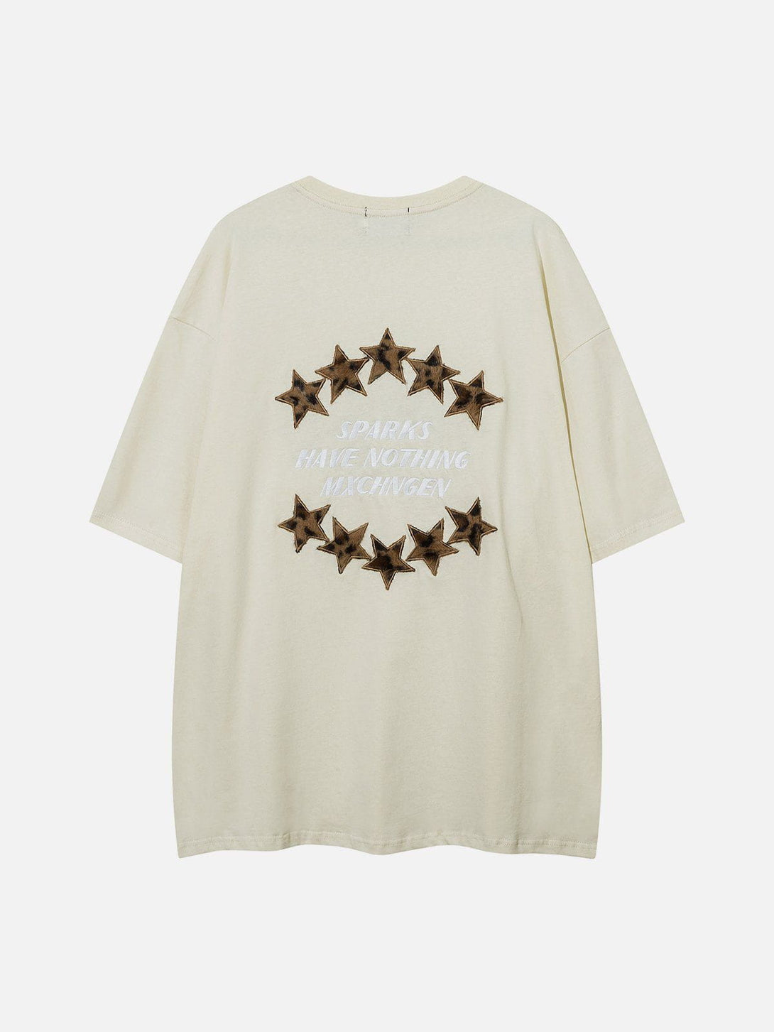 Majesda® - Three-dimensional Embroidery Star Print Tee- Outfit Ideas - Streetwear Fashion - majesda.com