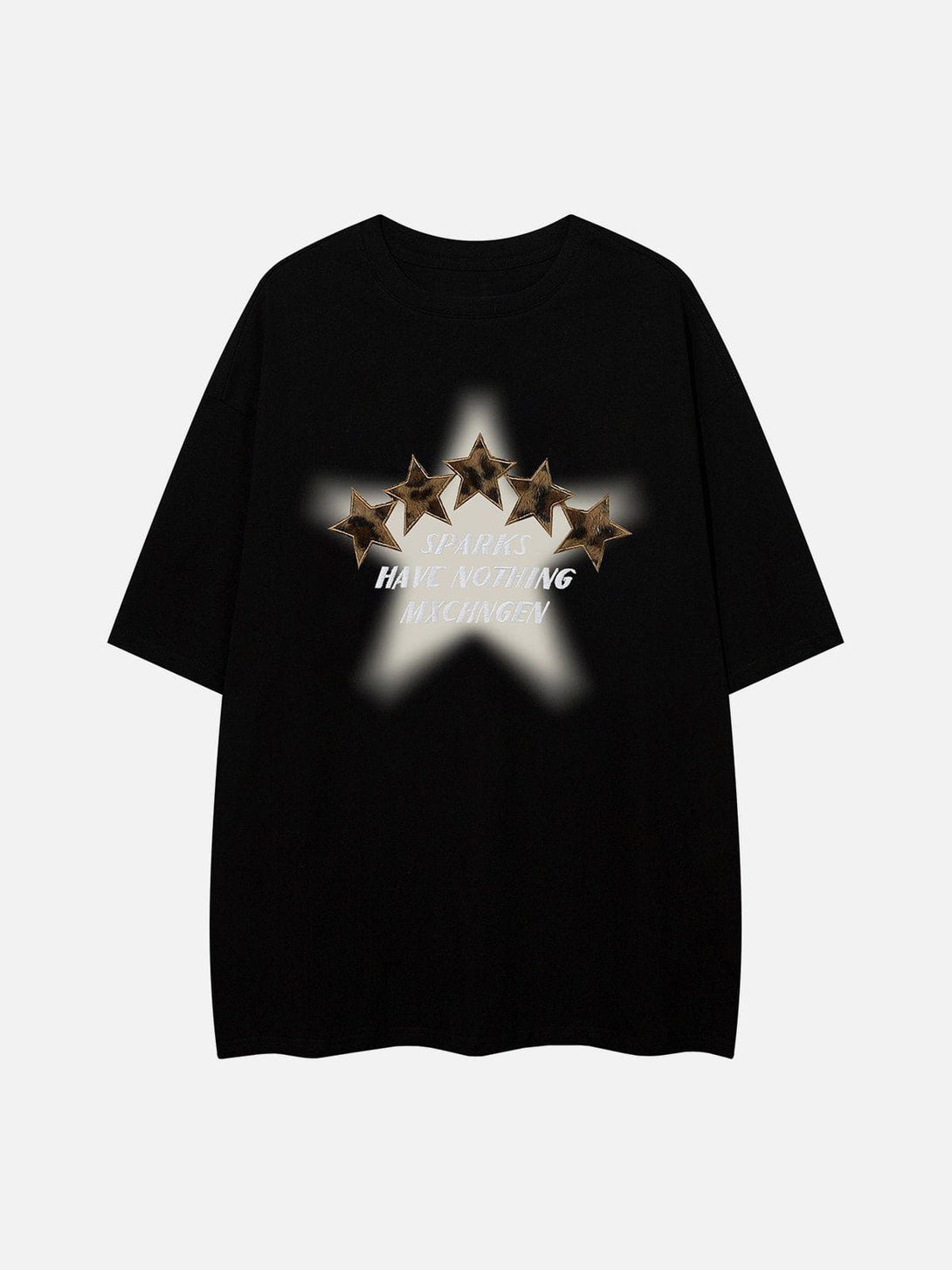 Majesda® - Three-dimensional Embroidery Star Print Tee- Outfit Ideas - Streetwear Fashion - majesda.com