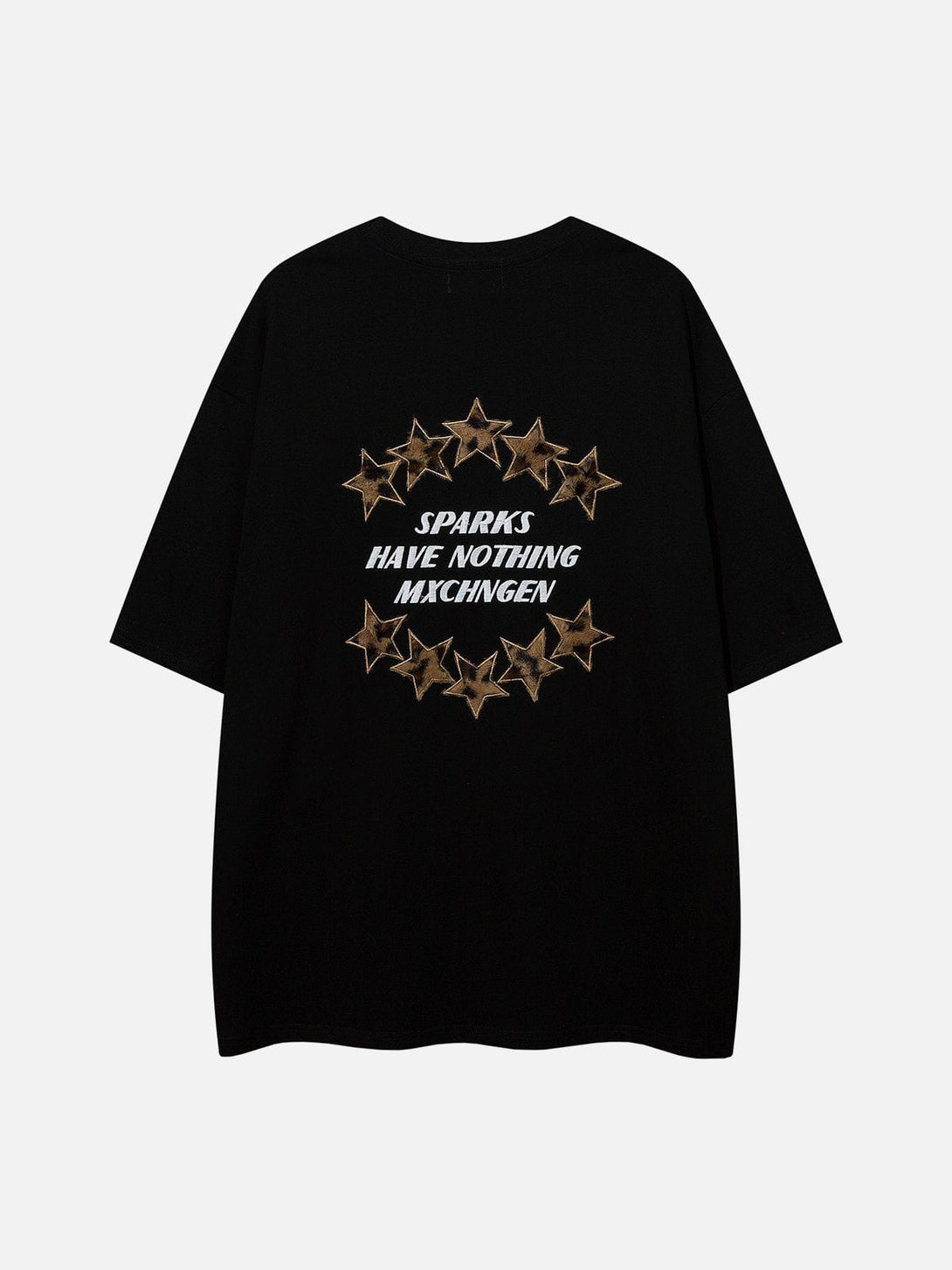 Majesda® - Three-dimensional Embroidery Star Print Tee- Outfit Ideas - Streetwear Fashion - majesda.com