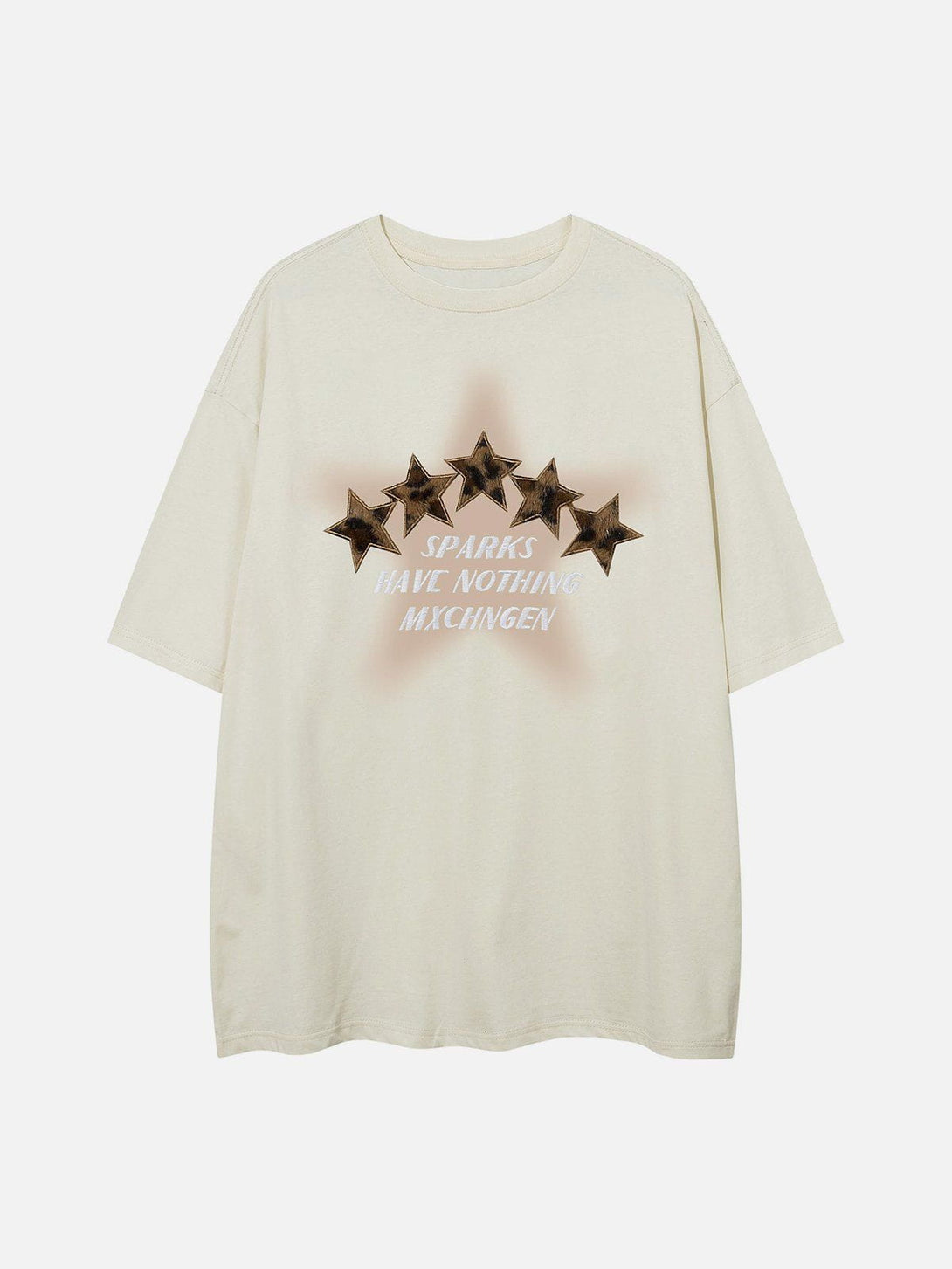 Majesda® - Three-dimensional Embroidery Star Print Tee- Outfit Ideas - Streetwear Fashion - majesda.com