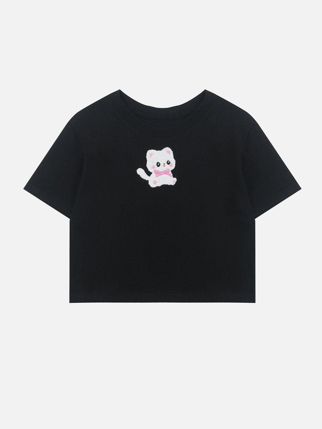 Majesda® - Towel Embroidery Cat Print Tee- Outfit Ideas - Streetwear Fashion - majesda.com