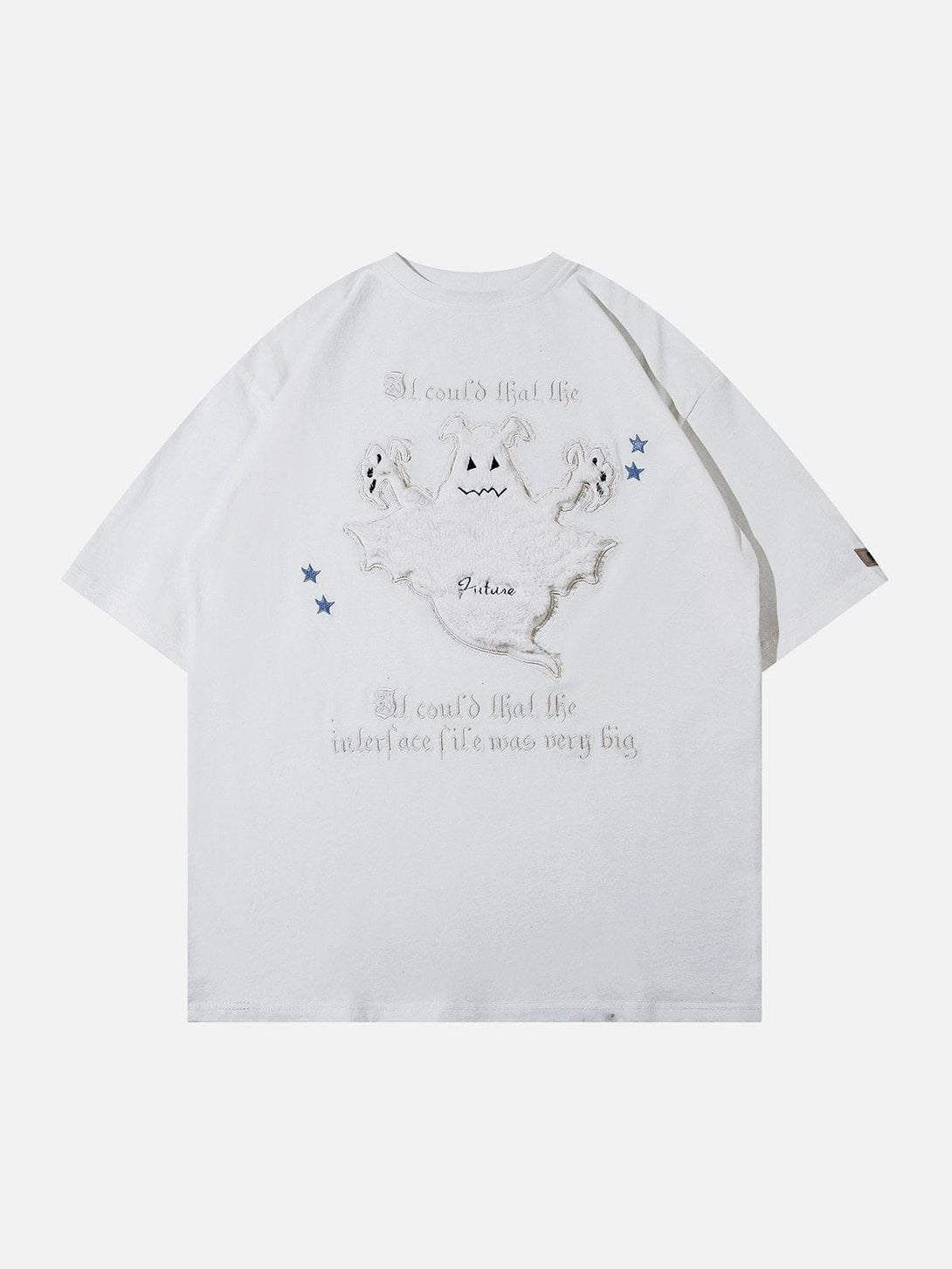 Majesda® - Towel Embroidery Ghost Print Tee- Outfit Ideas - Streetwear Fashion - majesda.com