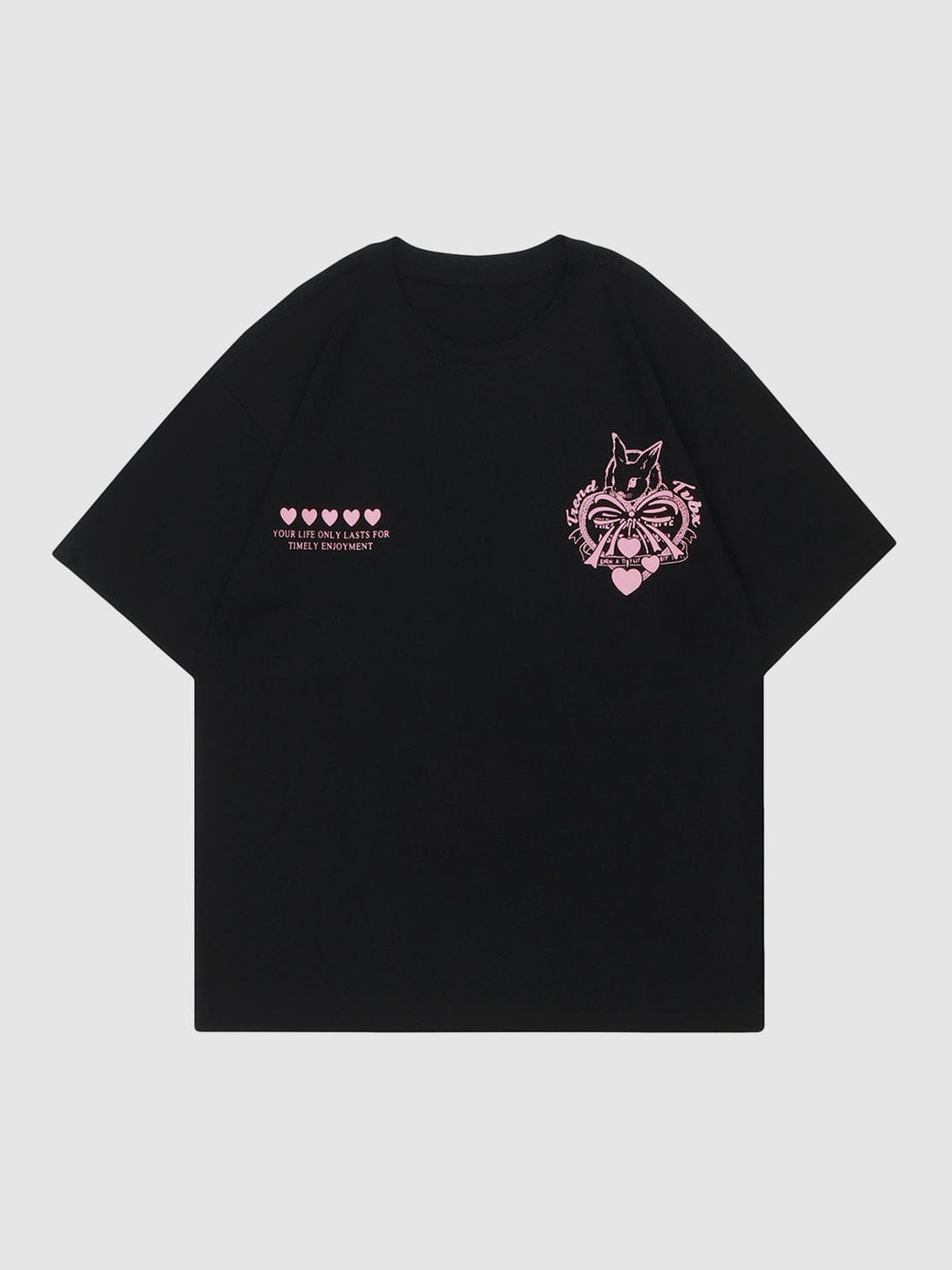 Majesda® - Towel Embroidery Heart-shaped Print Tee- Outfit Ideas - Streetwear Fashion - majesda.com