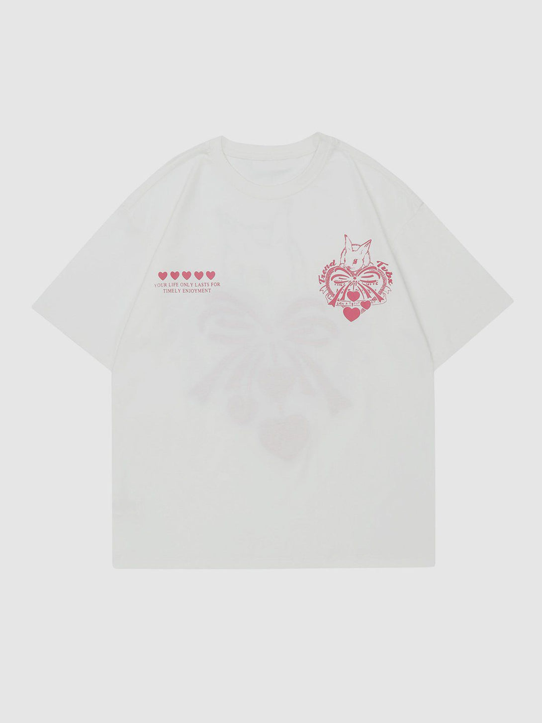 Majesda® - Towel Embroidery Heart-shaped Print Tee- Outfit Ideas - Streetwear Fashion - majesda.com