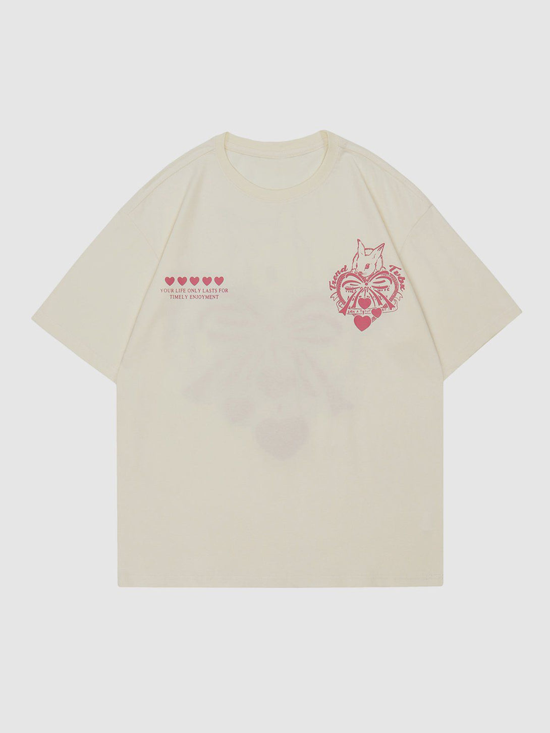 Majesda® - Towel Embroidery Heart-shaped Print Tee- Outfit Ideas - Streetwear Fashion - majesda.com