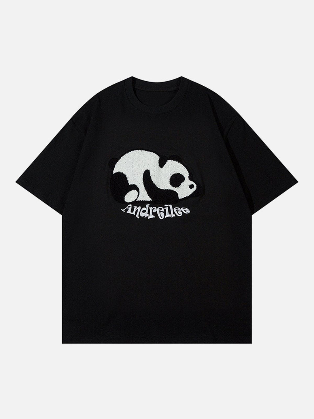 Majesda® - Towel Embroidery Panda Print Tee- Outfit Ideas - Streetwear Fashion - majesda.com