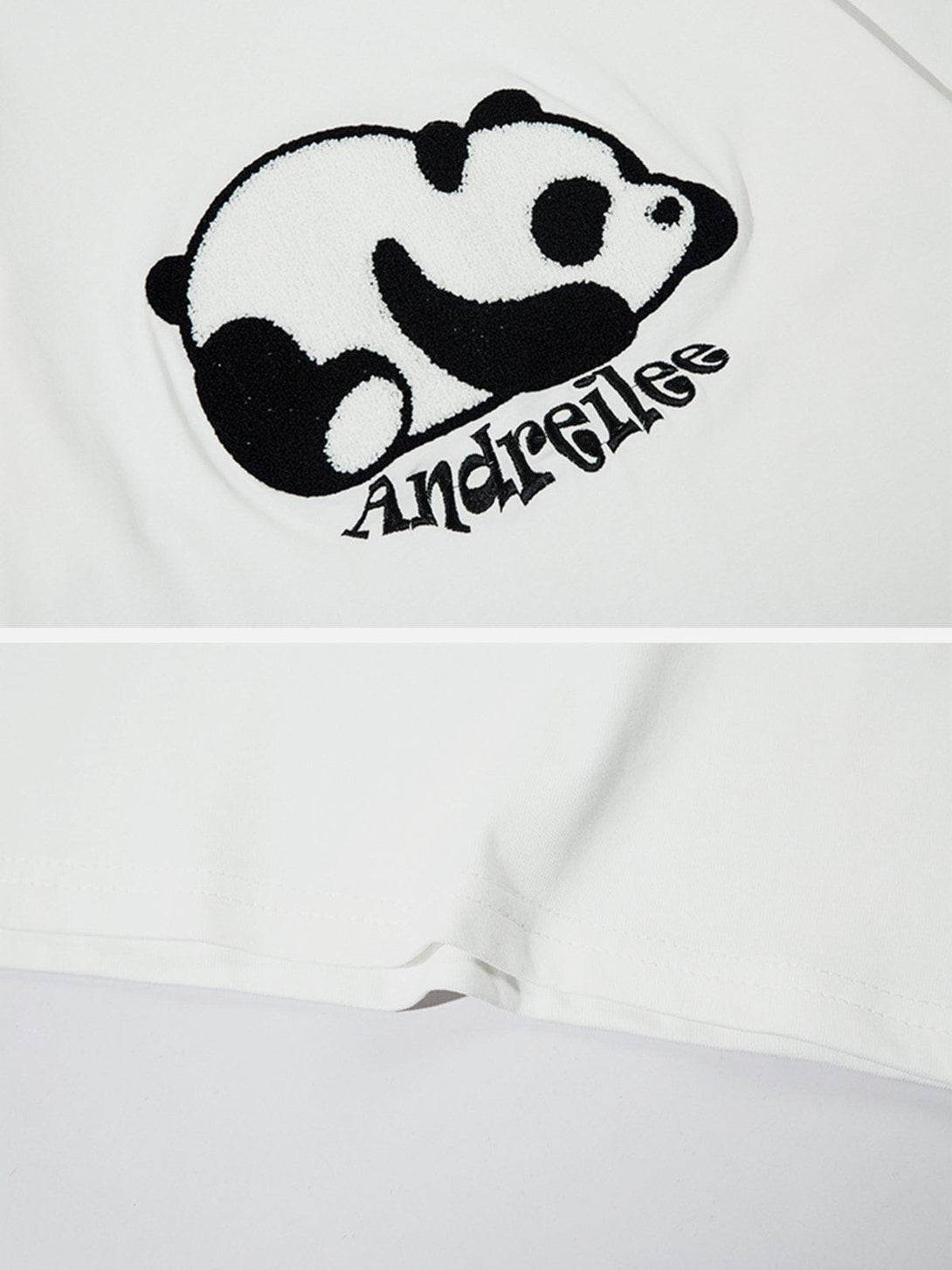 Majesda® - Towel Embroidery Panda Print Tee- Outfit Ideas - Streetwear Fashion - majesda.com