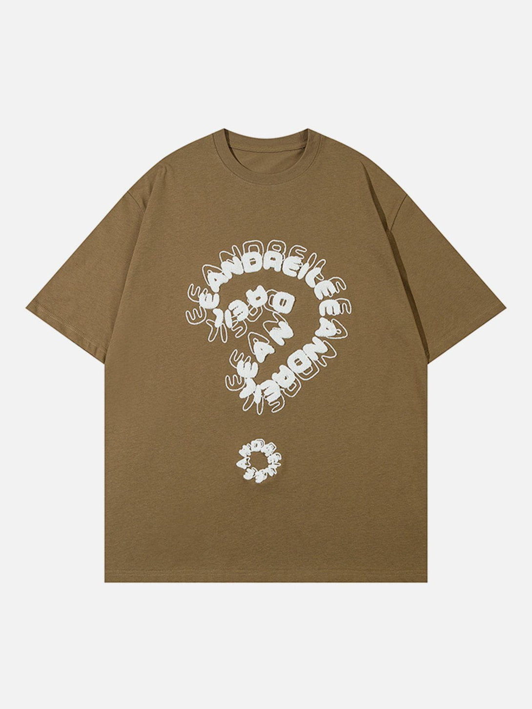 Majesda® - Towel Embroidery Question Mark Print Tee- Outfit Ideas - Streetwear Fashion - majesda.com