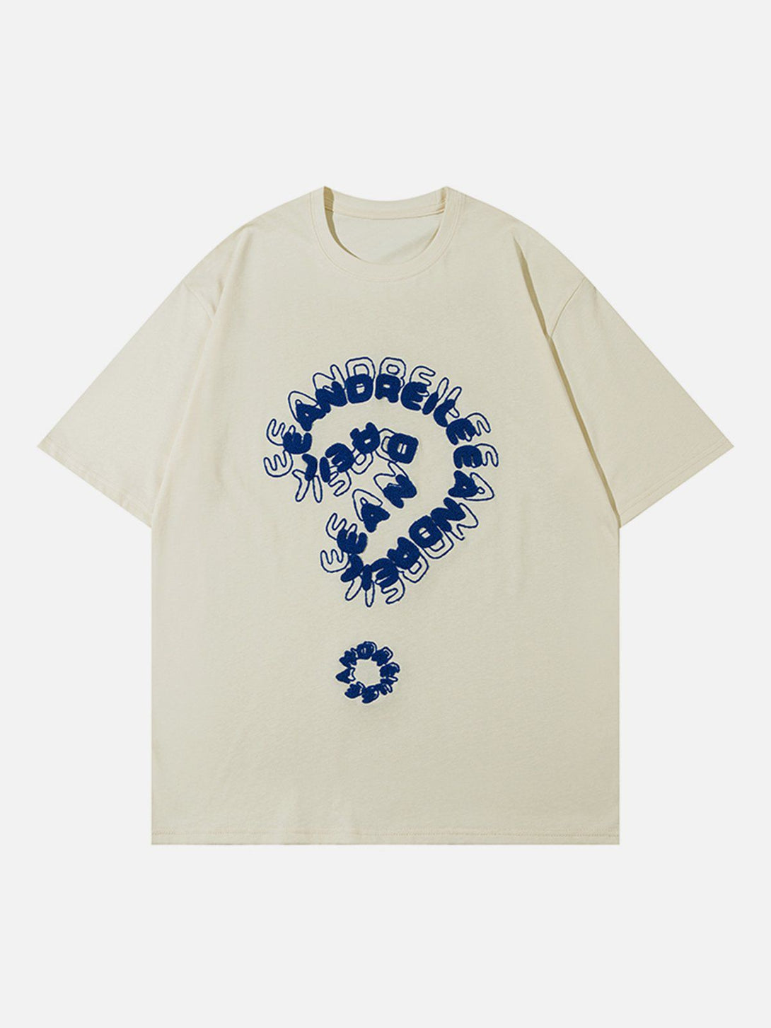 Majesda® - Towel Embroidery Question Mark Print Tee- Outfit Ideas - Streetwear Fashion - majesda.com