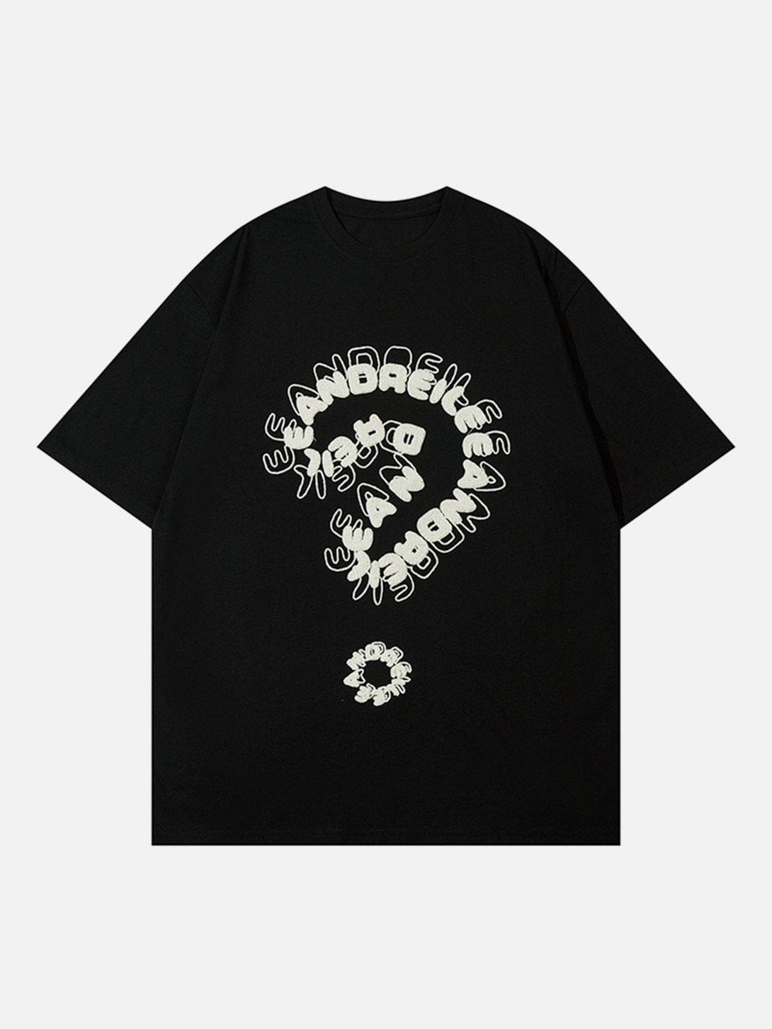 Majesda® - Towel Embroidery Question Mark Print Tee- Outfit Ideas - Streetwear Fashion - majesda.com