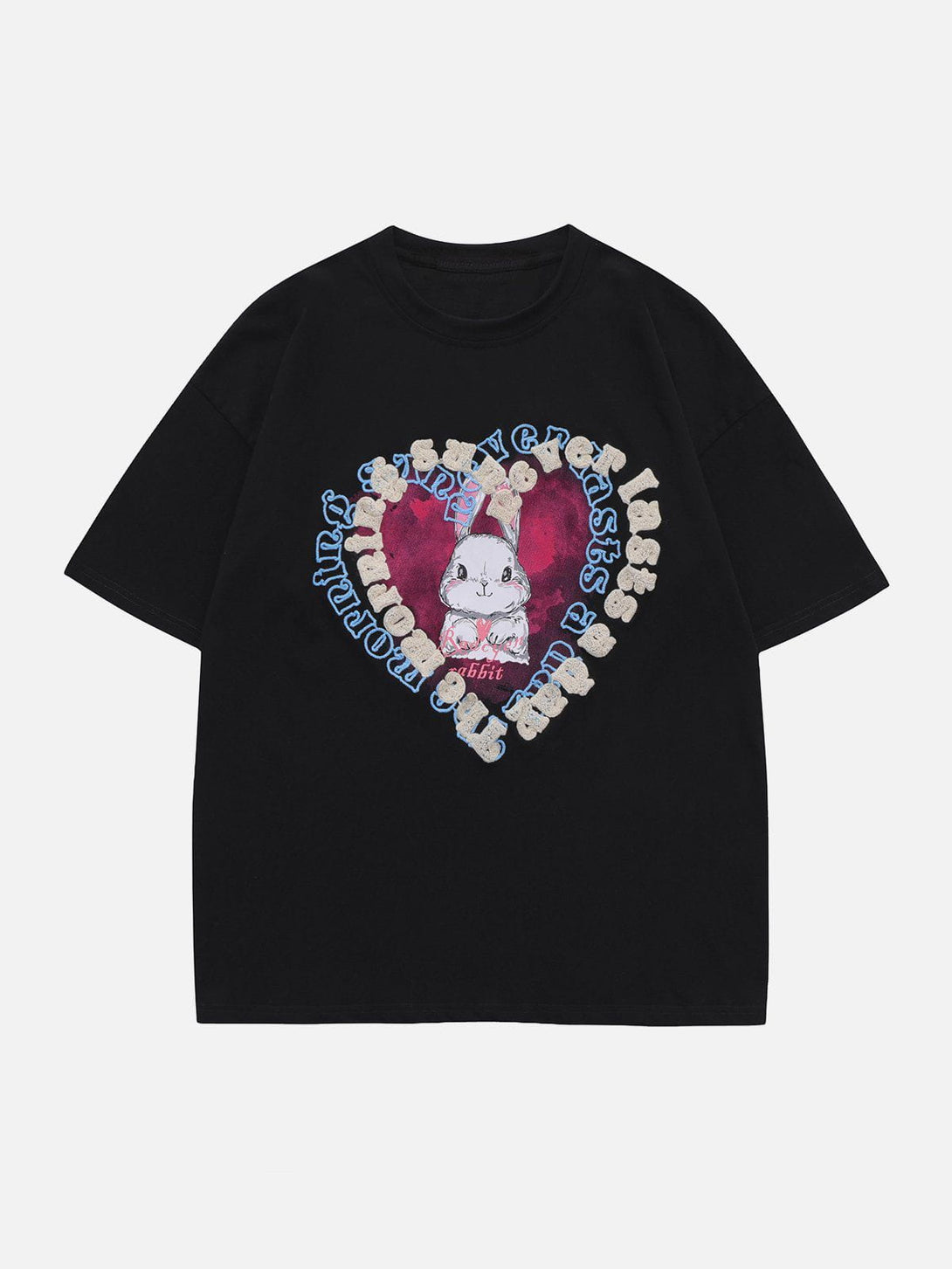 Majesda® - Towel Embroidery Rabbit Heart Element Tee- Outfit Ideas - Streetwear Fashion - majesda.com