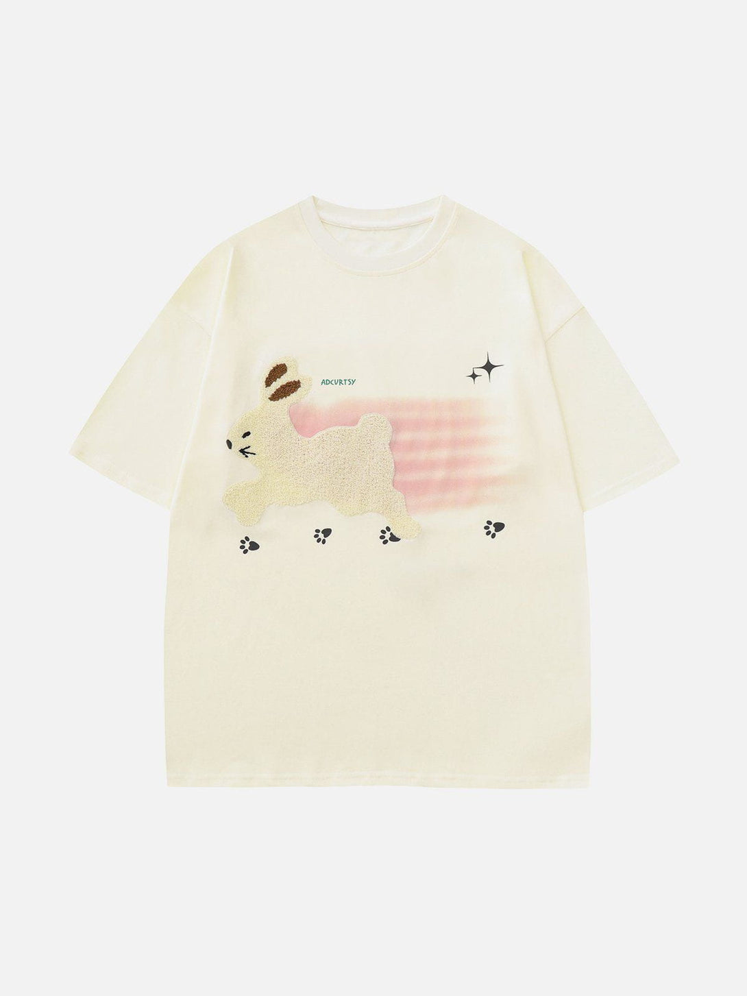 Majesda® - Towel Embroidery Rabbit Print Tee- Outfit Ideas - Streetwear Fashion - majesda.com