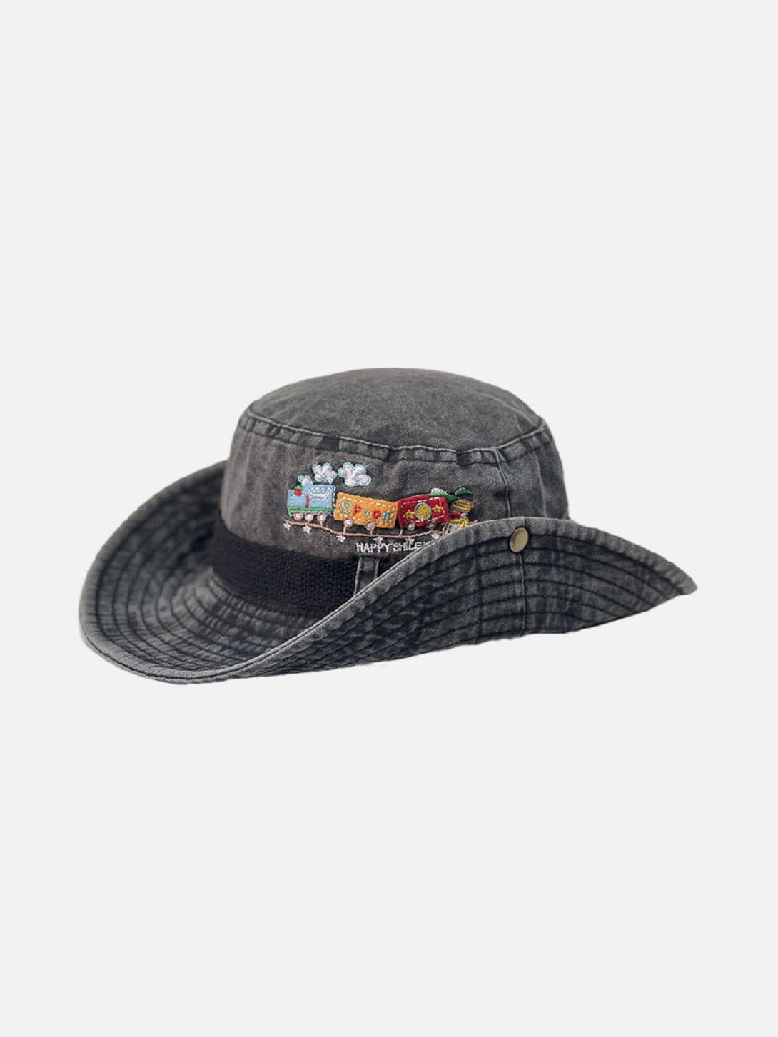 Majesda® - Train Embroidery Washed Distressed Casual Cargo Hat- Outfit Ideas - Streetwear Fashion - majesda.com