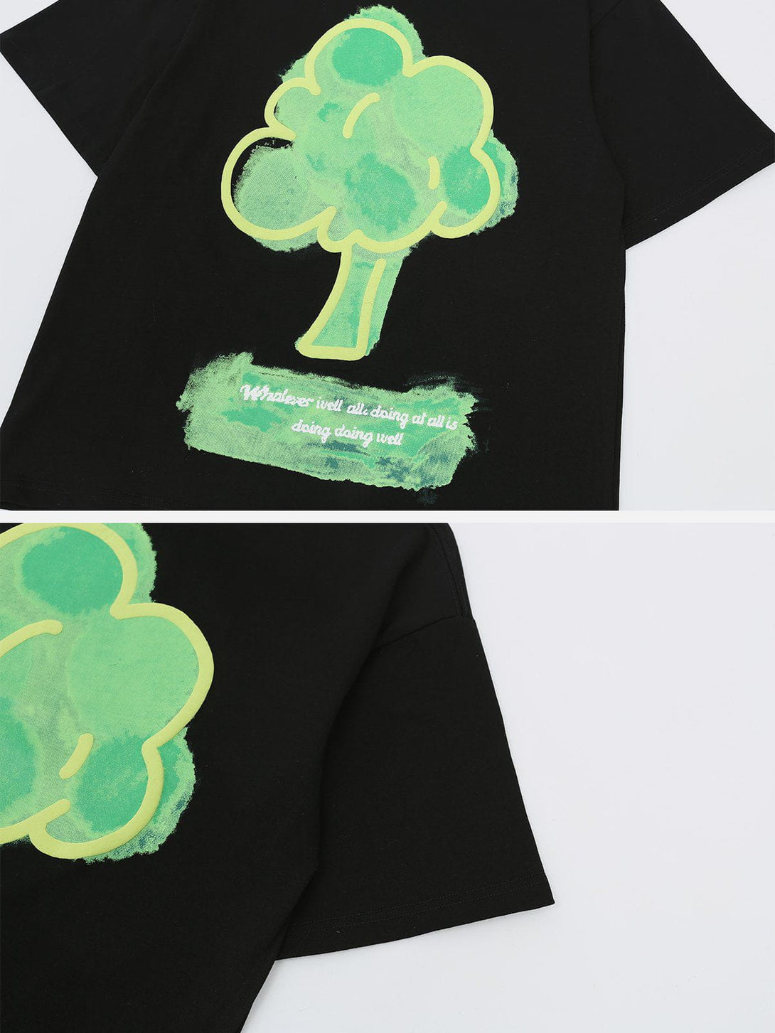 Majesda® - Tree Graphic Print Tee- Outfit Ideas - Streetwear Fashion - majesda.com