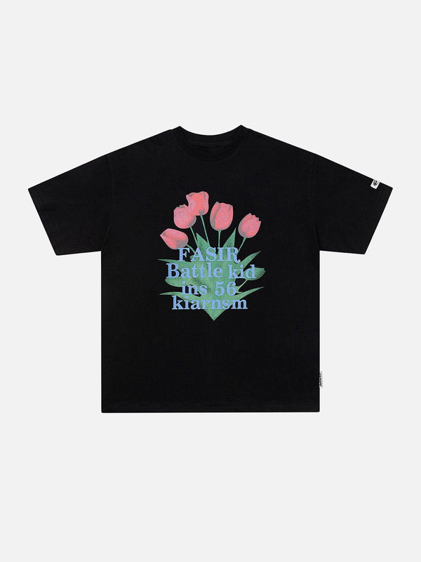 Majesda® - Tulip Bouquet Print Tee- Outfit Ideas - Streetwear Fashion - majesda.com