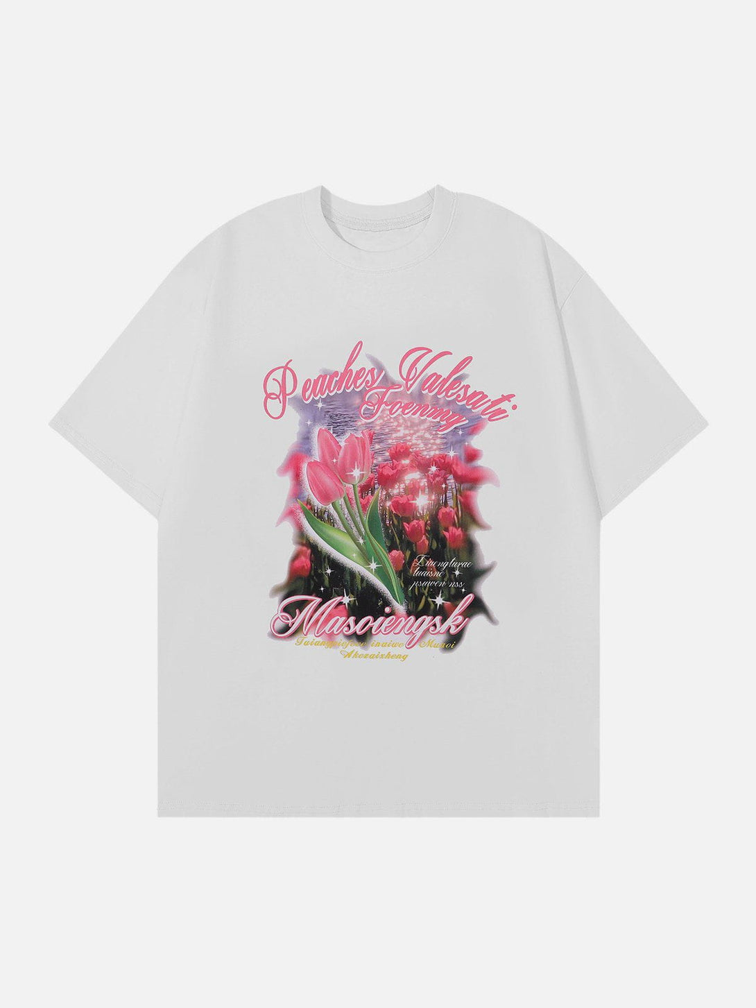 Majesda® - Tulip Print Tee- Outfit Ideas - Streetwear Fashion - majesda.com