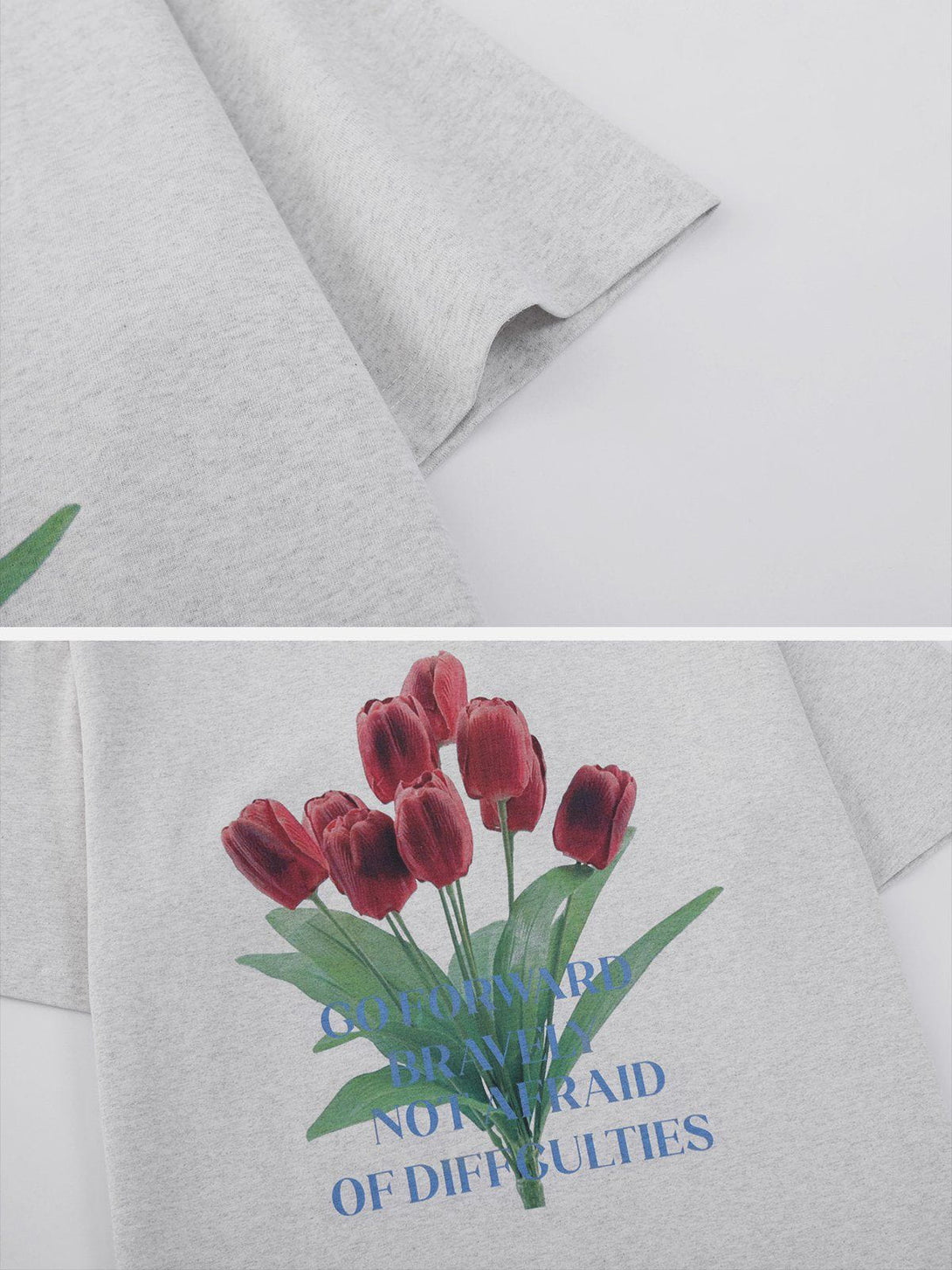 Majesda® - Tulip Print Tee- Outfit Ideas - Streetwear Fashion - majesda.com