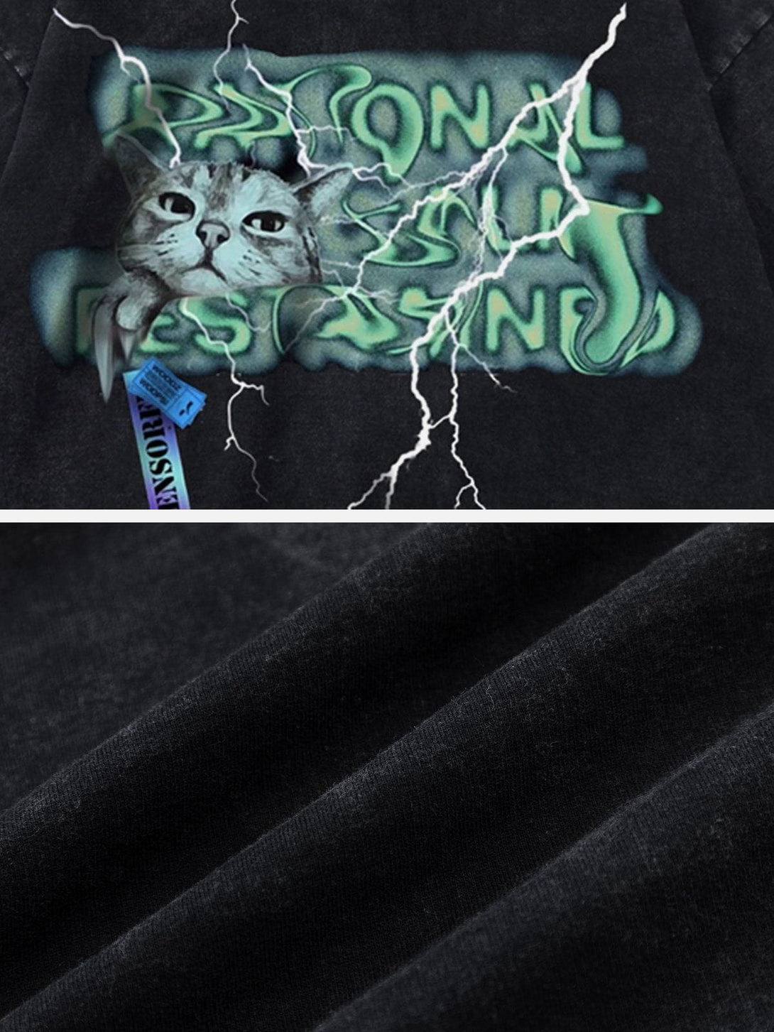 Majesda® - Twisted Alphabet Cat Print Hooded Tee- Outfit Ideas - Streetwear Fashion - majesda.com